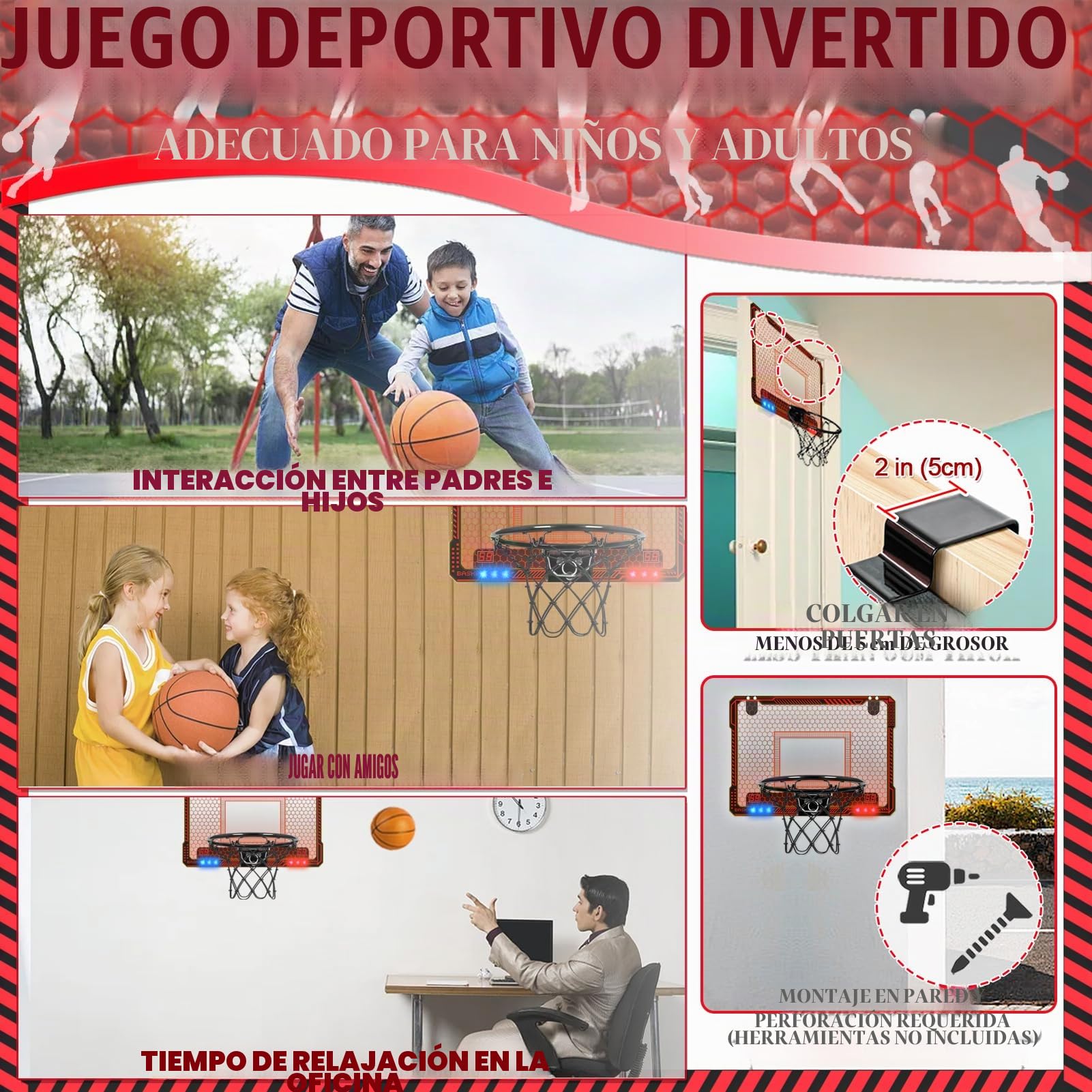 STAY GENT Mini Canasta Baloncesto Interior para Niños y Adultos, Canasta Baloncesto Infantil Oficina y Casa con Balón, Juego Juguetes de Regalo para Niños Niñas