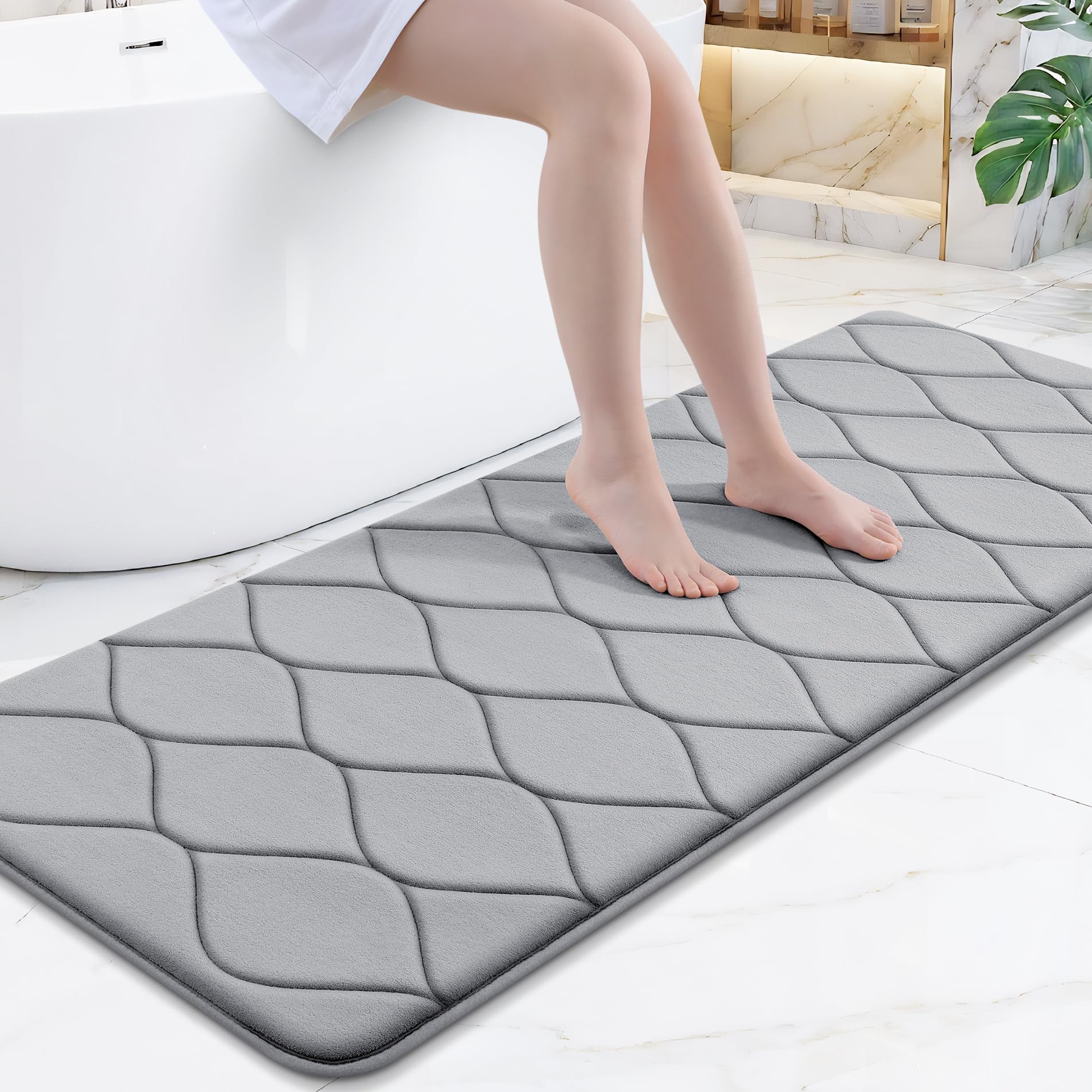 Smiry Memory Foam Bath Mat 59x24, Ultra Soft Absorbent Bathroom Rugs