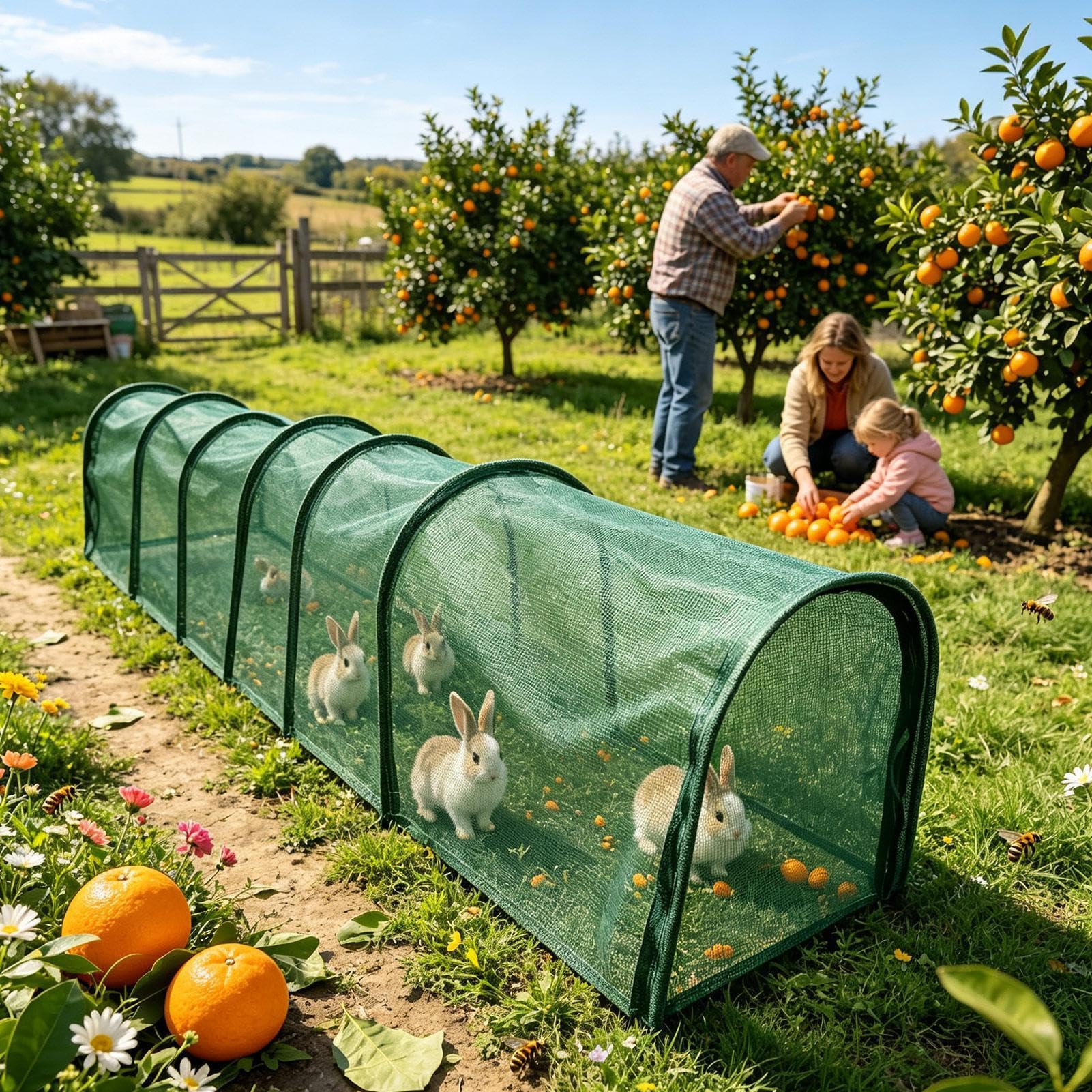 Túneles Exteriores Gallinas con Cerramiento de Puerta Desmontable de Red | Túneles de Corral al Aire Libre para Aves Para Aves De Corral, Conejos, Pájaros, Interior, Exterior, Pati