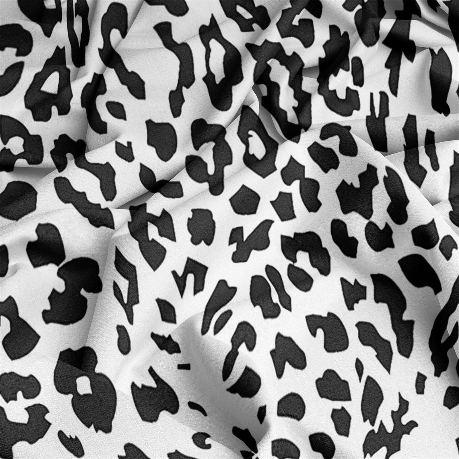 Sabana Bajera Leopardo Blanco Y Negro Microfibra Cepillada 135x190 cm para Colchón 30cm de Altura Tejido Suave Transpirable Hipoalergénico Antiácaros y Antibact