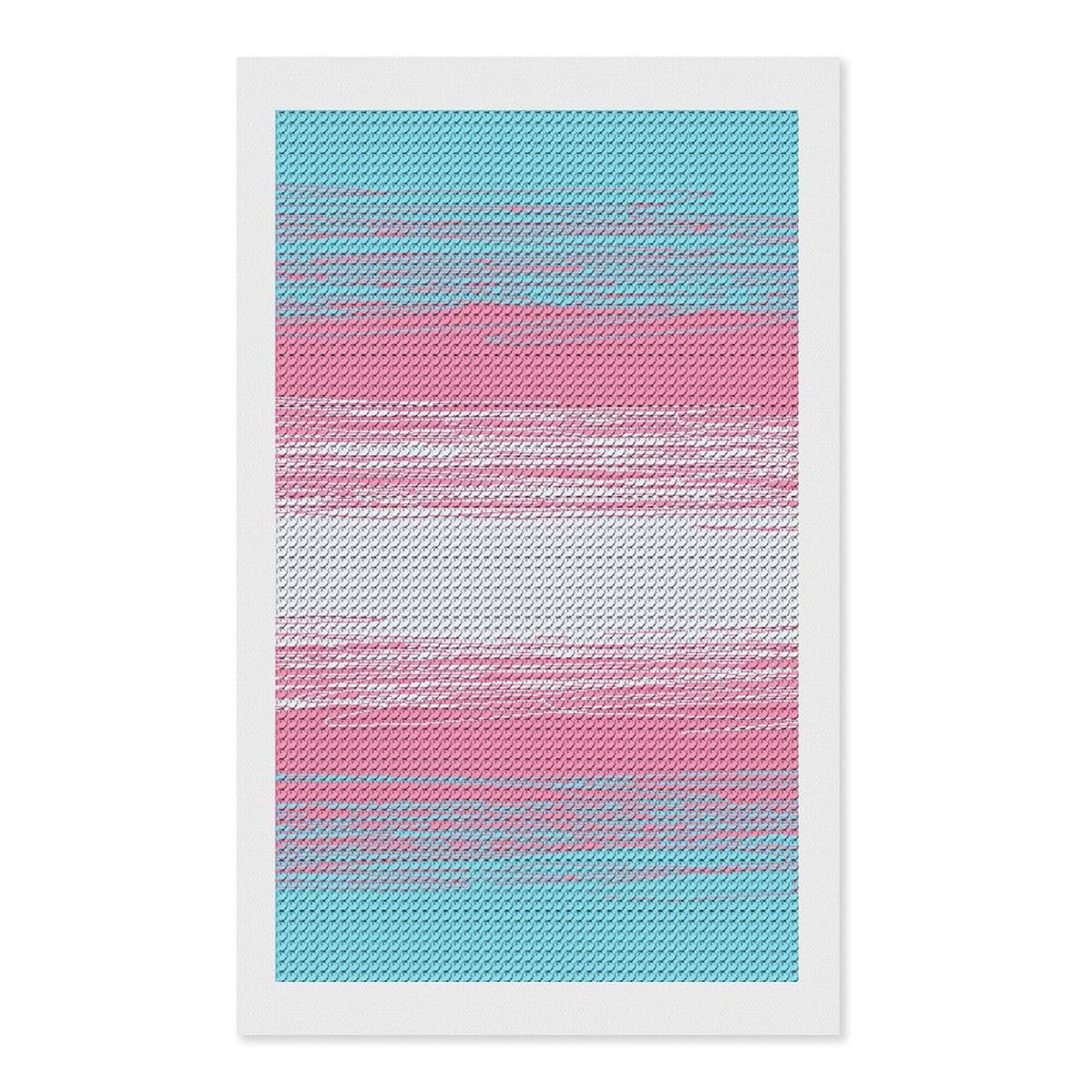 Nclqvjxzkhw Style Transgender Flag Diamond Art Painting For Adult Round Diamonds Pictures Arts Crafts Home Wall Decor 12"X20"