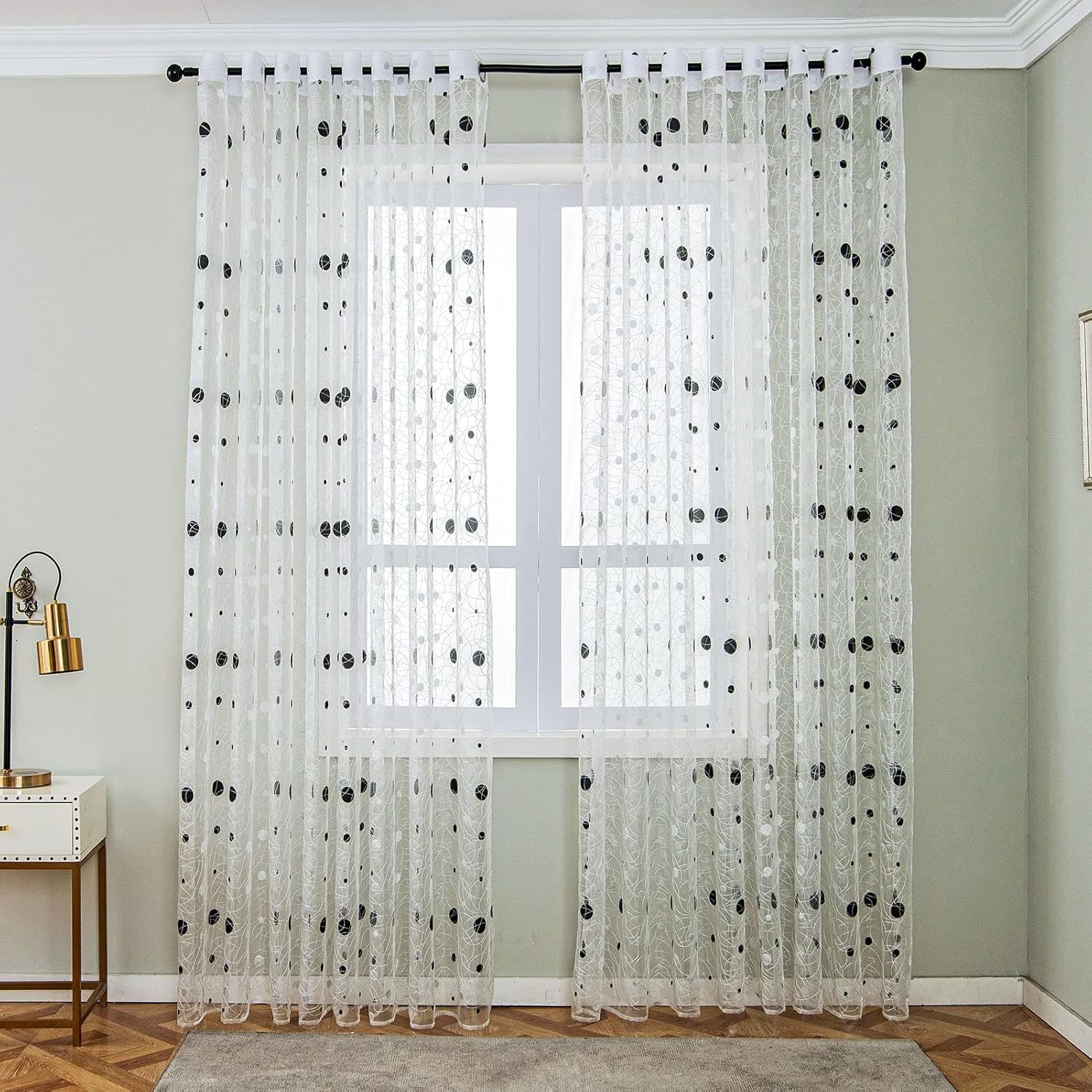 Sheer Curtains Cross-Border Woven Yarn Curtains Elegant Voile Curtain Rod Pocket Tulle Fabric for Living Room Bedroom(2 Panels, W 54 x L 63 inch, White)