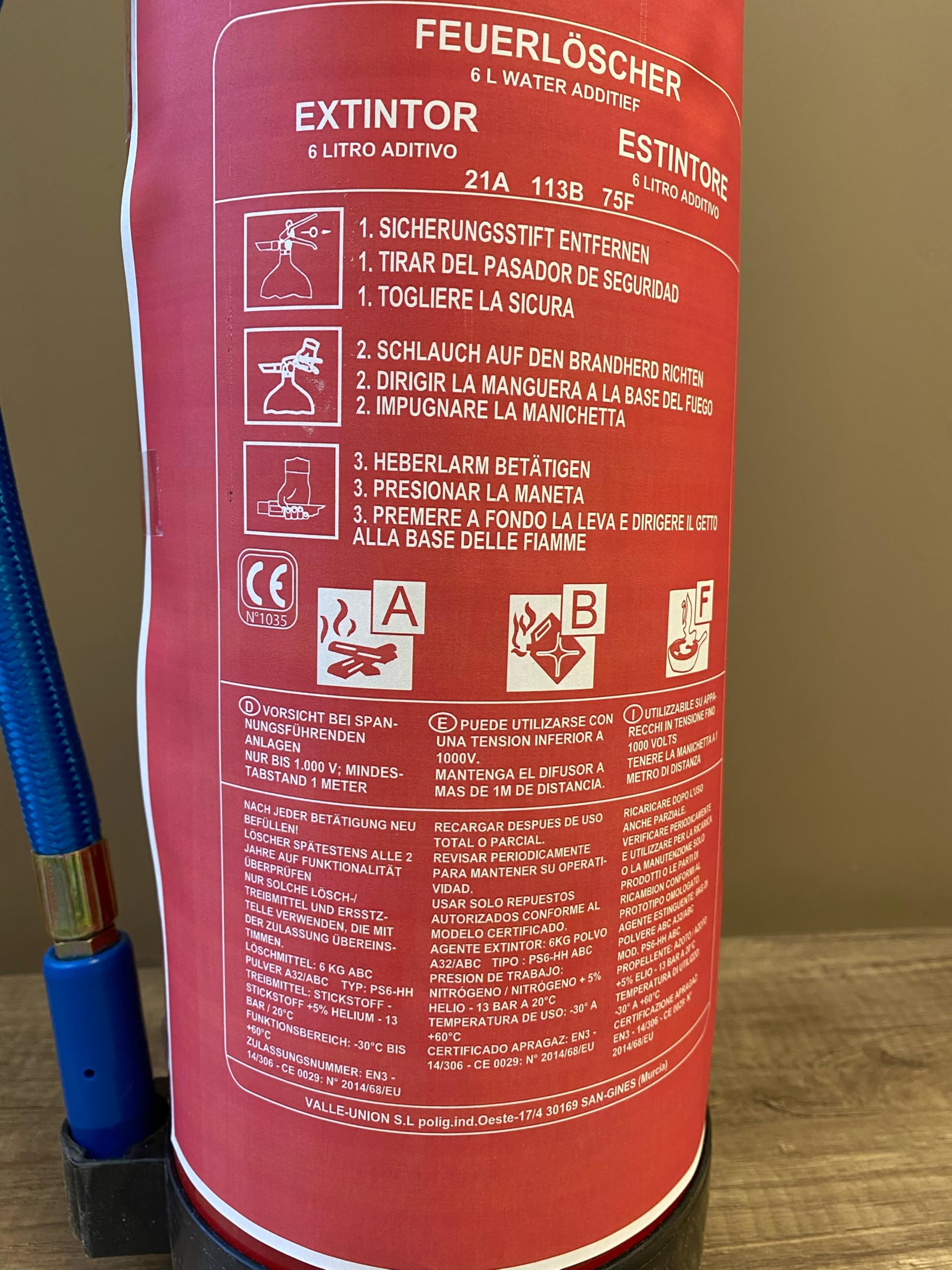 Extincteur 6 litres Mousse à Eau pulvérisée avec additif ABF Norme CE sans Fluor