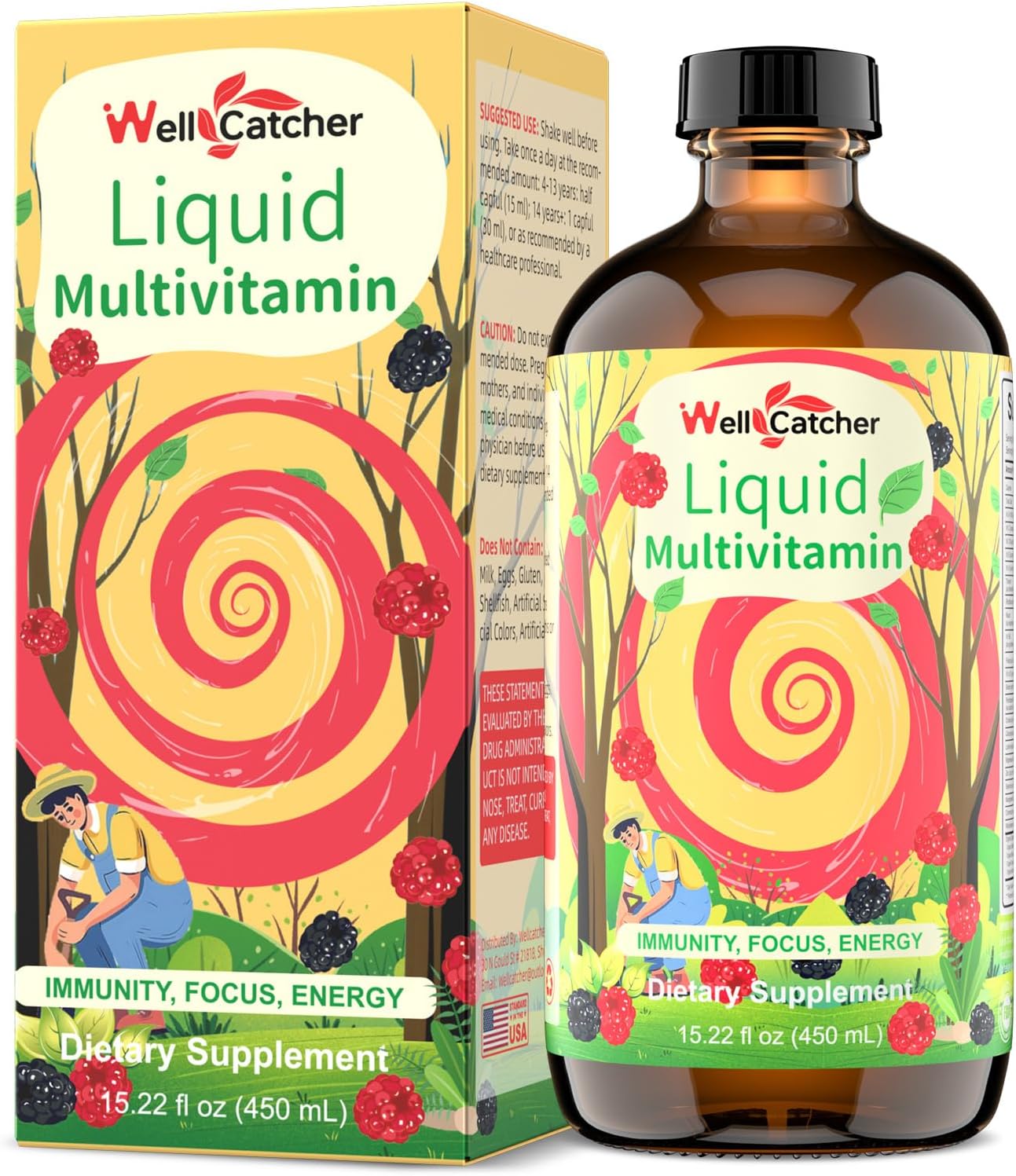 Liquid Multivitamins for Women Men: Daily Multi Vitamins Mineral Supplements for Adults Kids Support Health Immune Focus Energy Hair Growth Bones, Liquid Vitamins High Absorption with Measuring Cup
