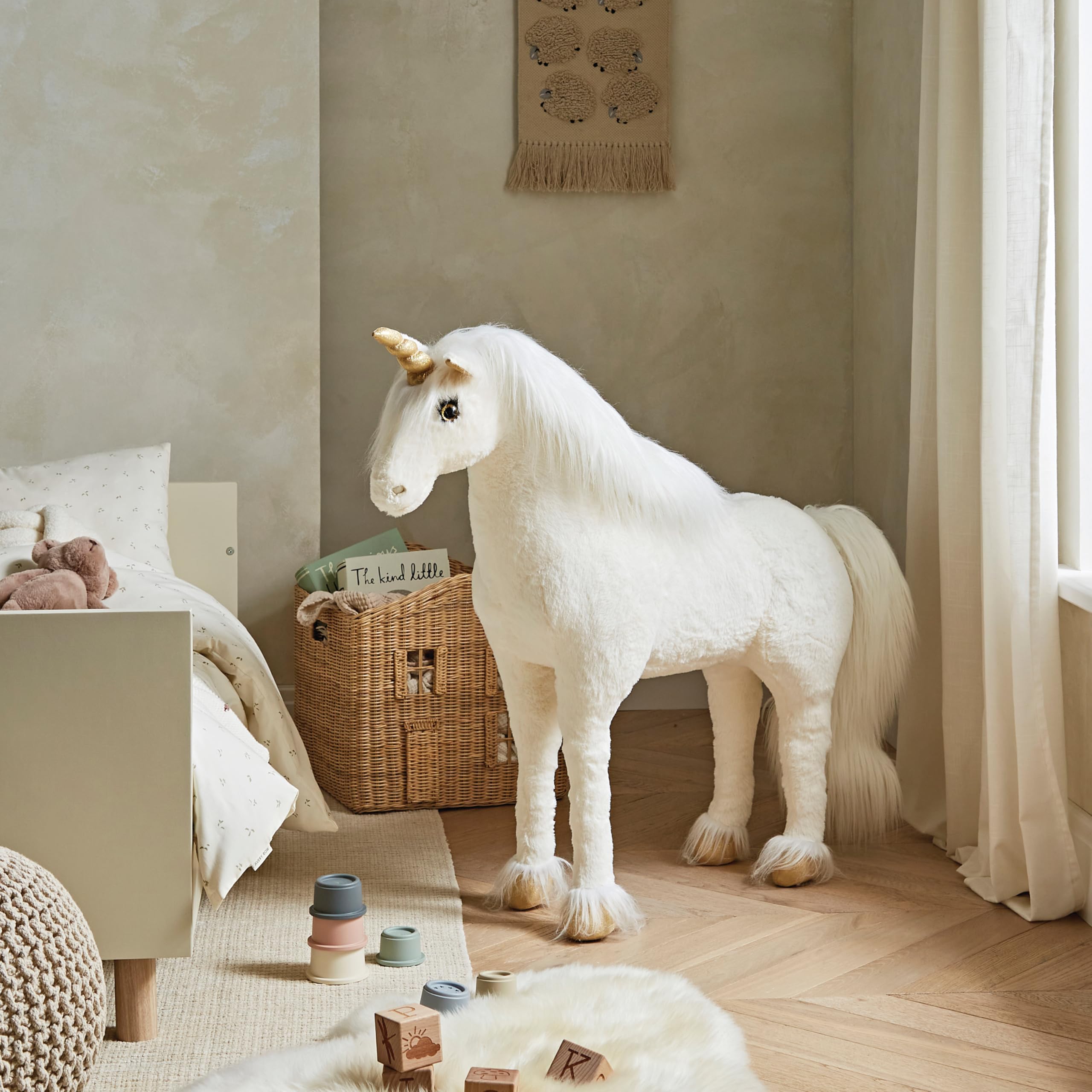 CuddleCo Giant Standing Unicorn Plush Toy – Large Soft Stuffed Animal, Cuddly Unicorn Toy for Kids, Magical Nursery Decor, Plush Toys for Girls and Boys - Gold Dust