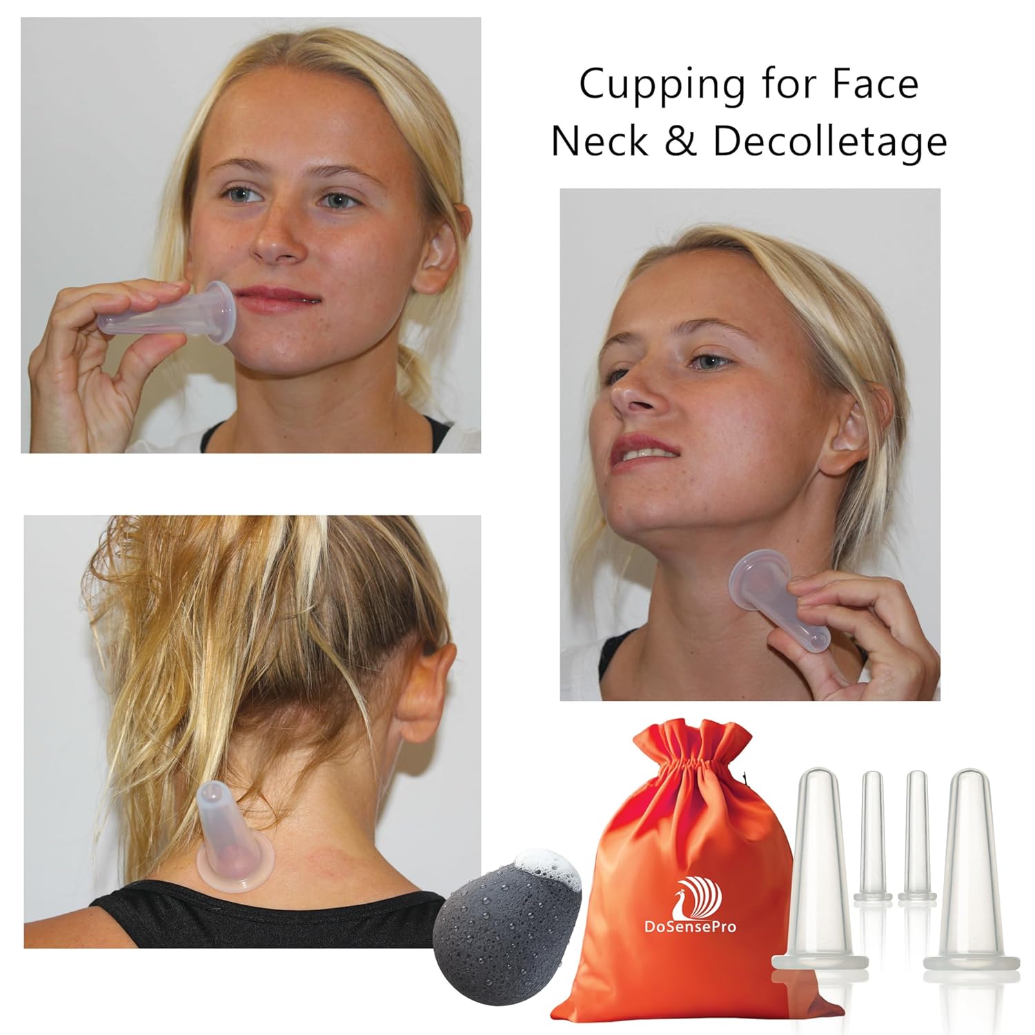 Anti-Aging Facial Cupping Set for Face and Neck with Japanese Konjac Sponge for Enhanced Skin Care - Image 3