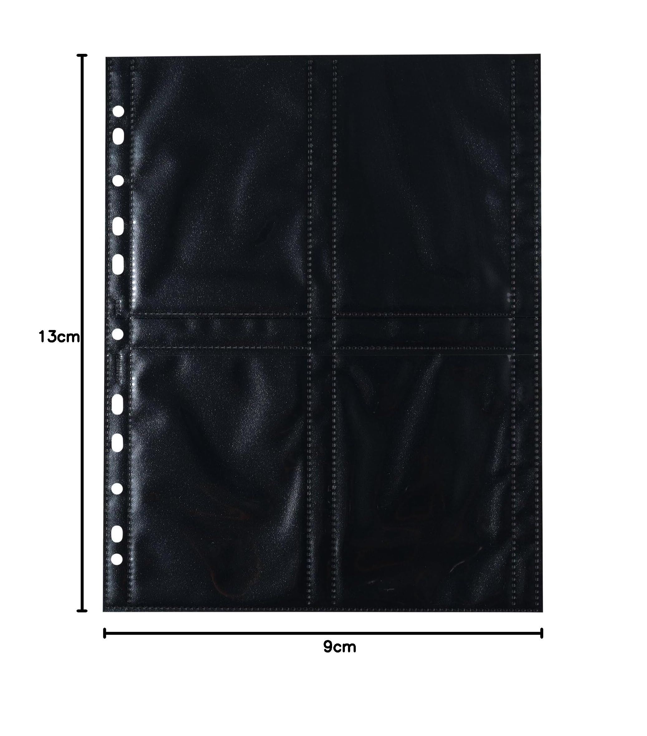 HERMA 7709 Fotohüllen für Ordner, 250 Stück, 9x13 cm, 4 Fächer geteilt, beidseitig bestückbare Fotophan Fotosichthüllen Sammelhüllen Postkartenhüllen Prospekthüllen mit Eurolochung, schwarz