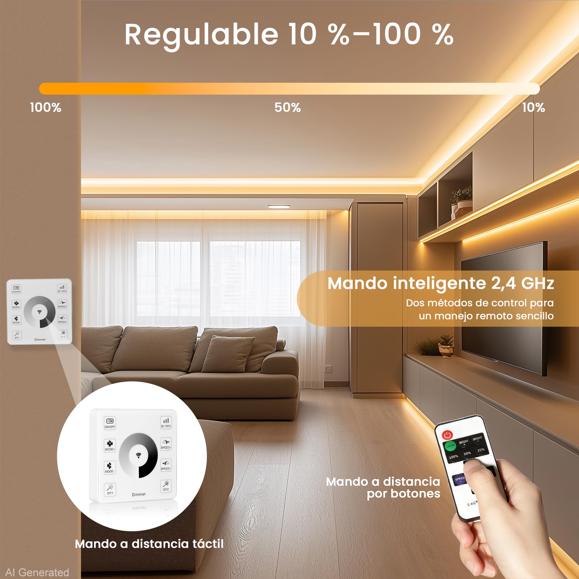 24V 20M Tira LED COB Regulable 3000K Blanco Cálido, Compatible con Alexa, 10W/M, 336 LEDs/M, CRI 93+, 1000LM/M con Fuente de Alimentación, para Decoración de Interiores, Dormitorio, Cocina, Comercio