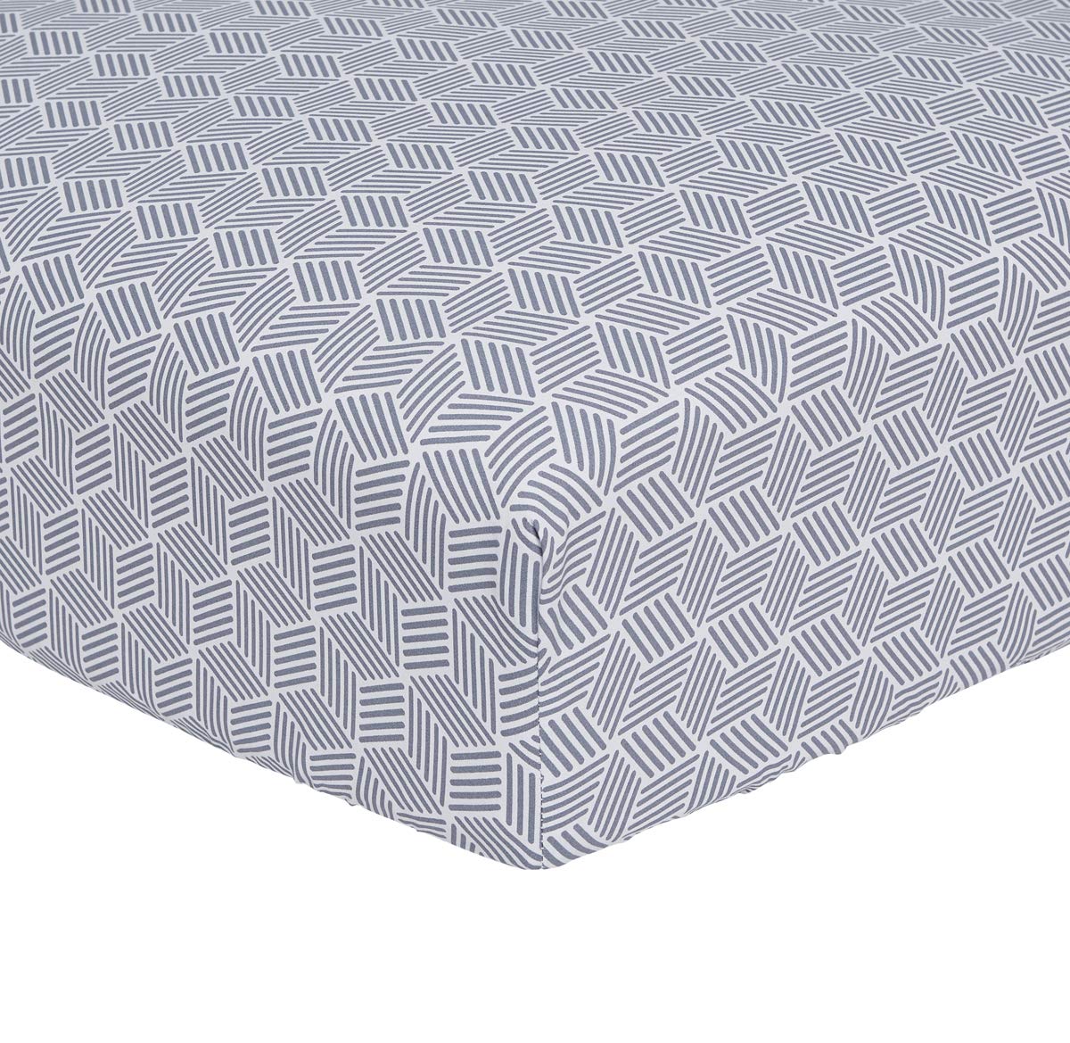 Printed Bamboo Fitted Sheet, Made in France, Quentin, 140 x 190 cm, Origin, White and Black