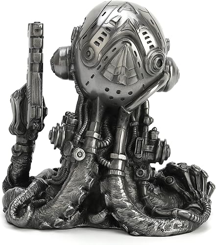 Miniatura 4 de Veronese Design 6 1/8" Cyberpunk Robótico Pulpo Escultura Resina Estaño Acabado