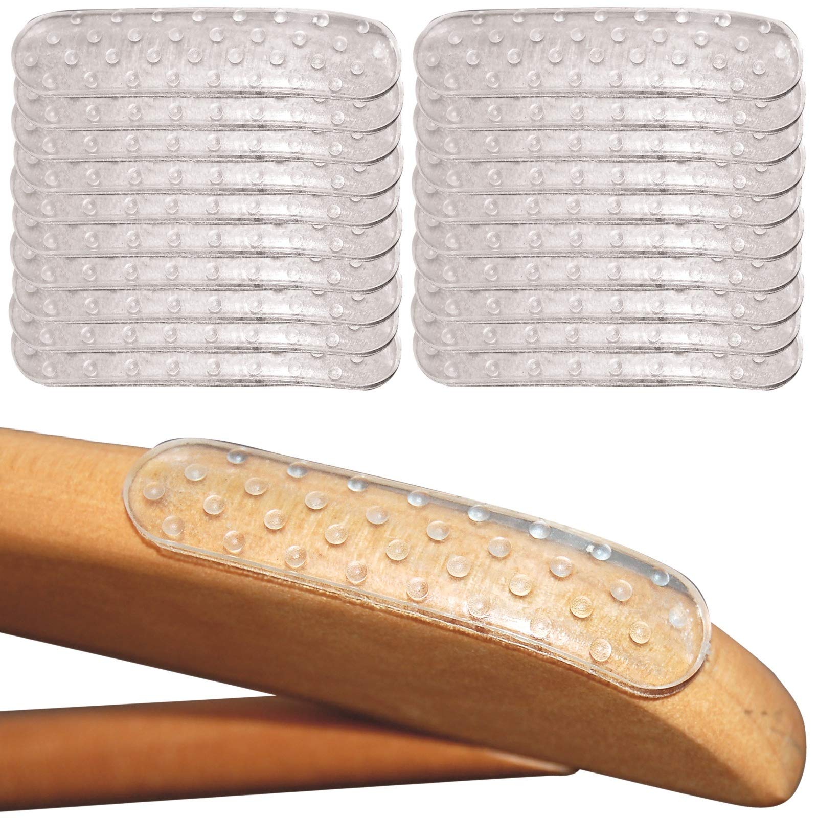 Mysmartbuy.com Clear 20 Anti Slip Coat Hanger Grip Strips Stick On Self Adhesive Non Slip Coathanger For Clothes Hangers Transparent Textured