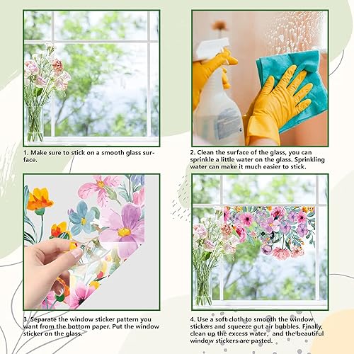 Miniatura 4 de GORGECRAFT Pegatinas de gran tamaño reutilizables para ventanas con manchas transparentes, no adhesivas, de doble cara, adhesivos estáticos de
