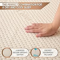 Vista 3 de Protector de Colchón Orgánico Impermeable de Lujo Queen - Funda de Almohadilla de Colchón Transpirable de Algodón Orgánico - Comodidad Premium