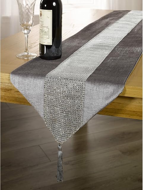 Emma Barclay Eclat - Diamante Table Runner in Silver - 13x72 (33x183cm)