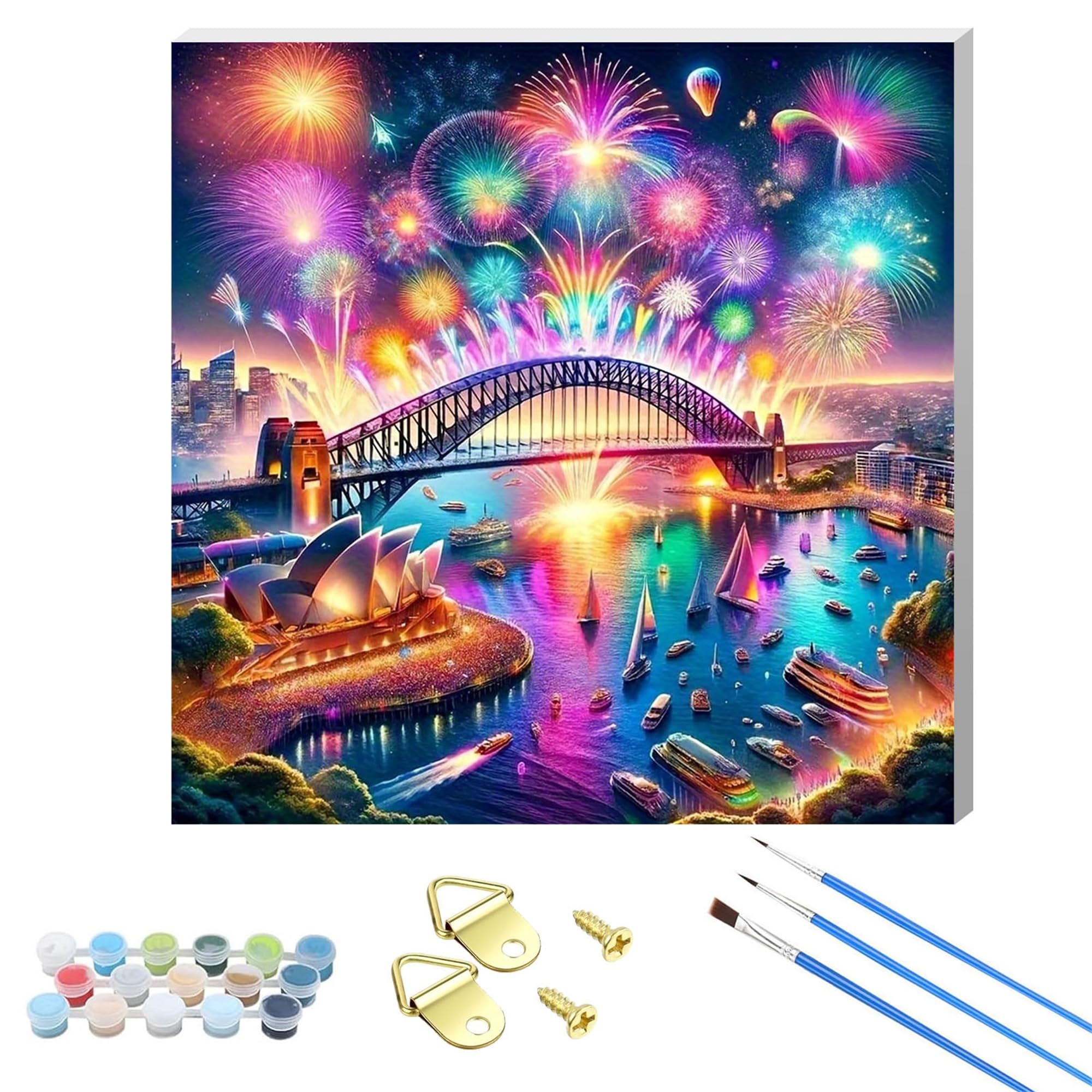 Xiangxujia Bridge Paint By Numbers Kit For Adults,Diy Easy Painting Kits On Canvas With Wooden Framed, Small Color By Numbers Acrylic,Adult Paint By Number For Gifts,Home Wall Decor (Bridge)