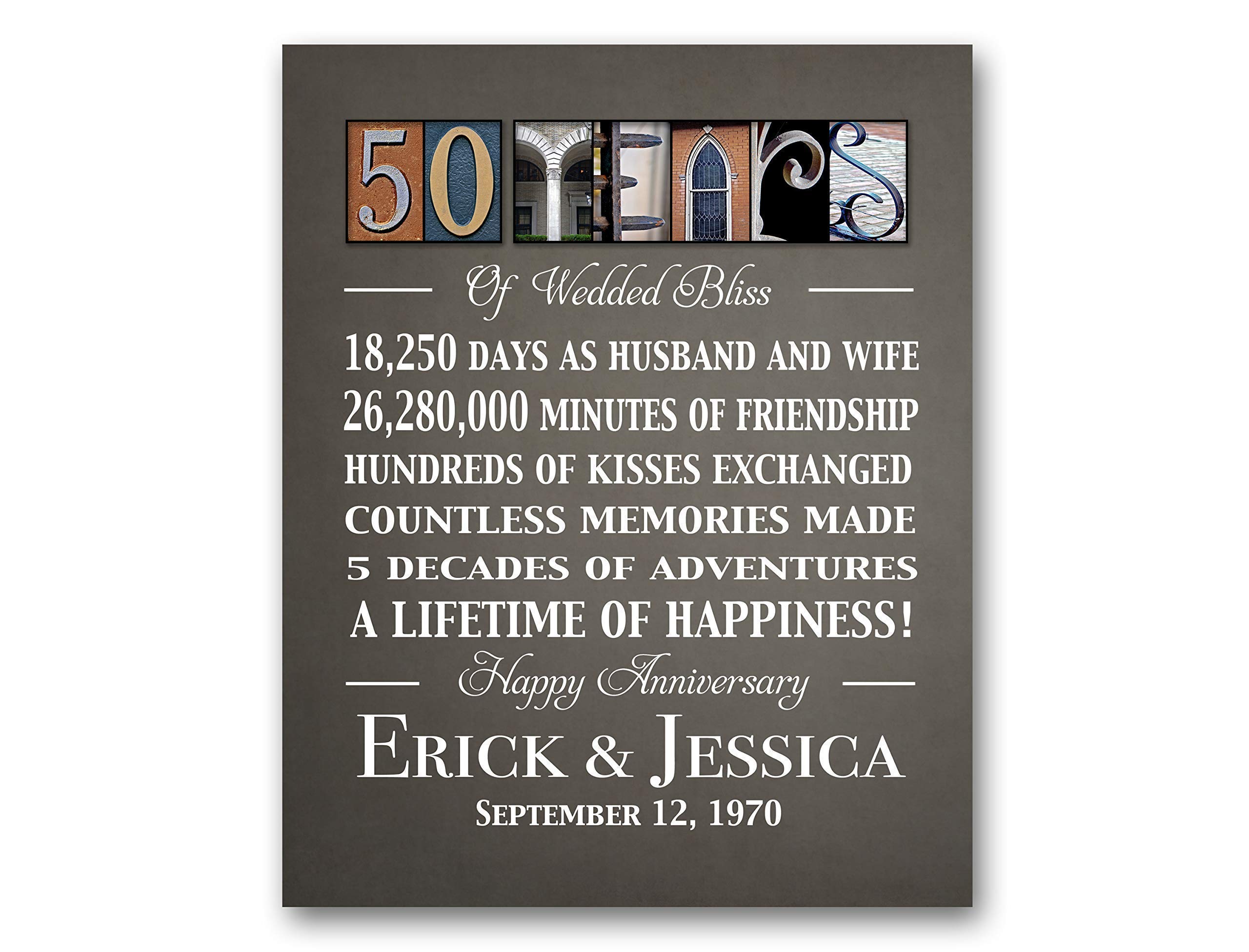 Personalized 50th Wedding Anniversary Gift - Golden Wedding Anniversary Art Print - Milestone Wedding Anniversary Gift for Couple