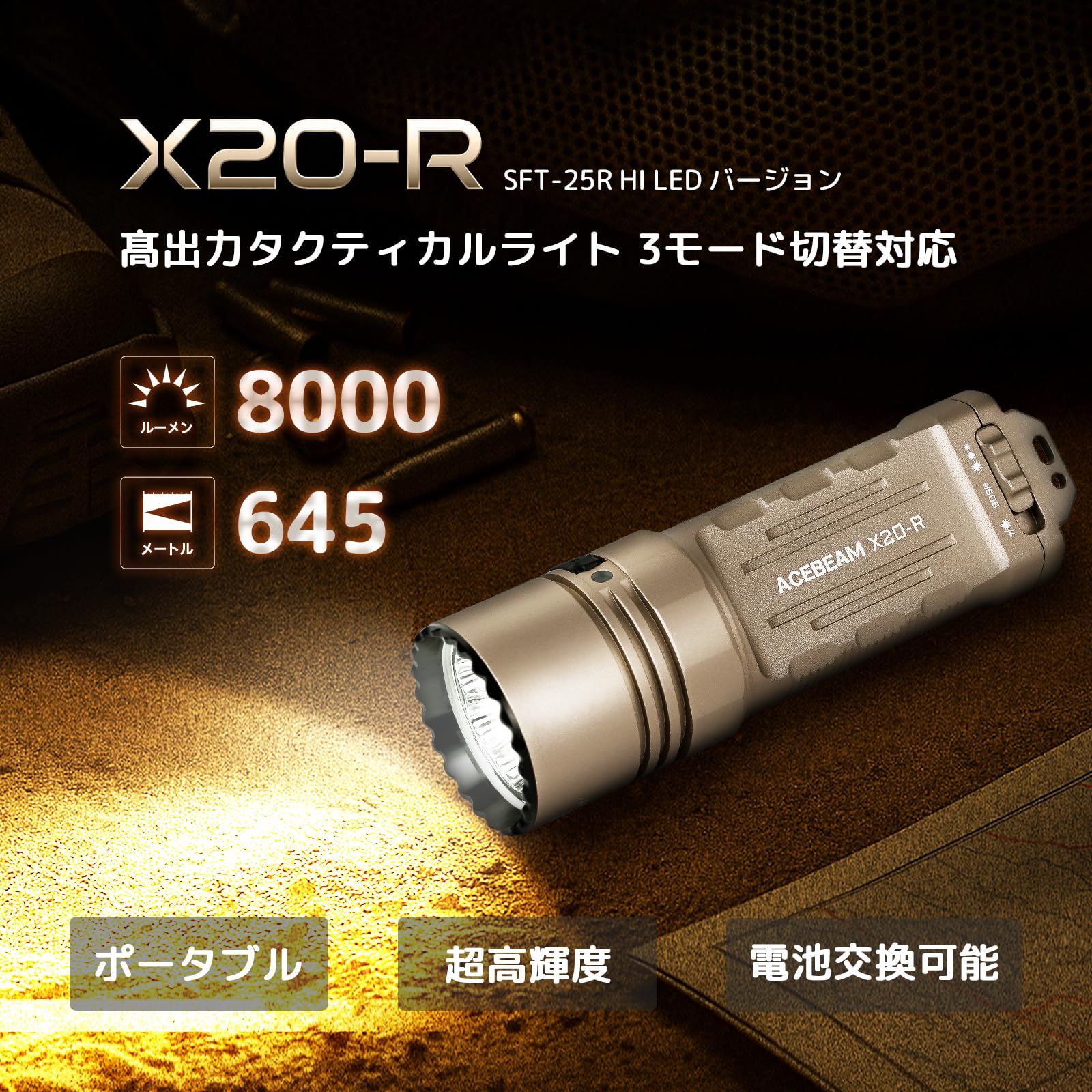 Amazon.co.jp: ACEBEAM X20-R 懐中電灯 超強力ライト 8000 ルーメン