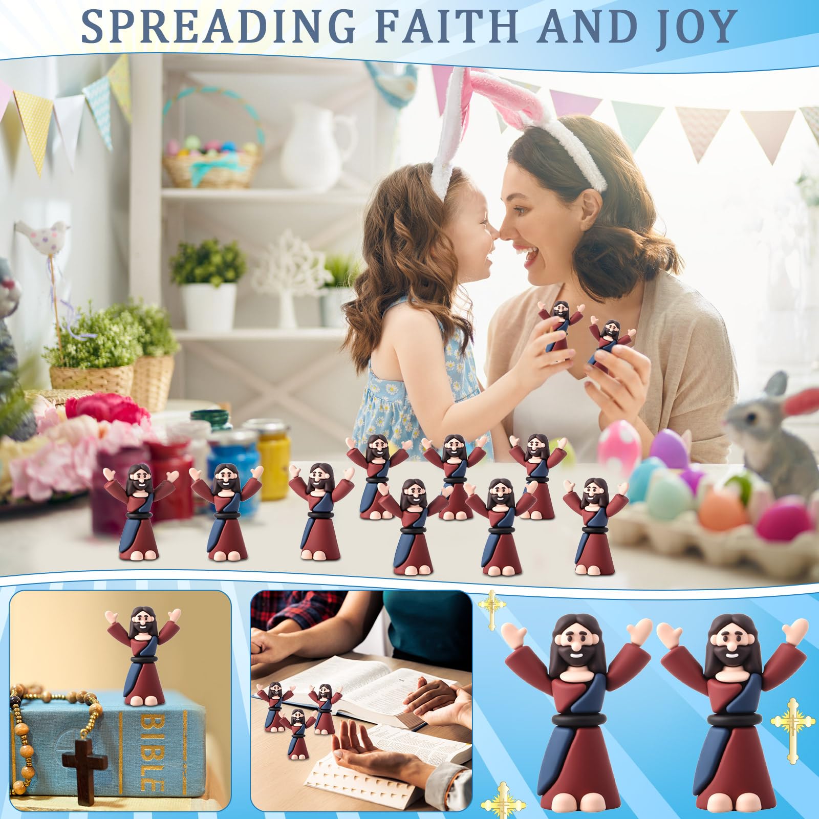 Jesus Loves You Figures 50 Pcs Mini Jesus Figures Bulk - Multicolor ...