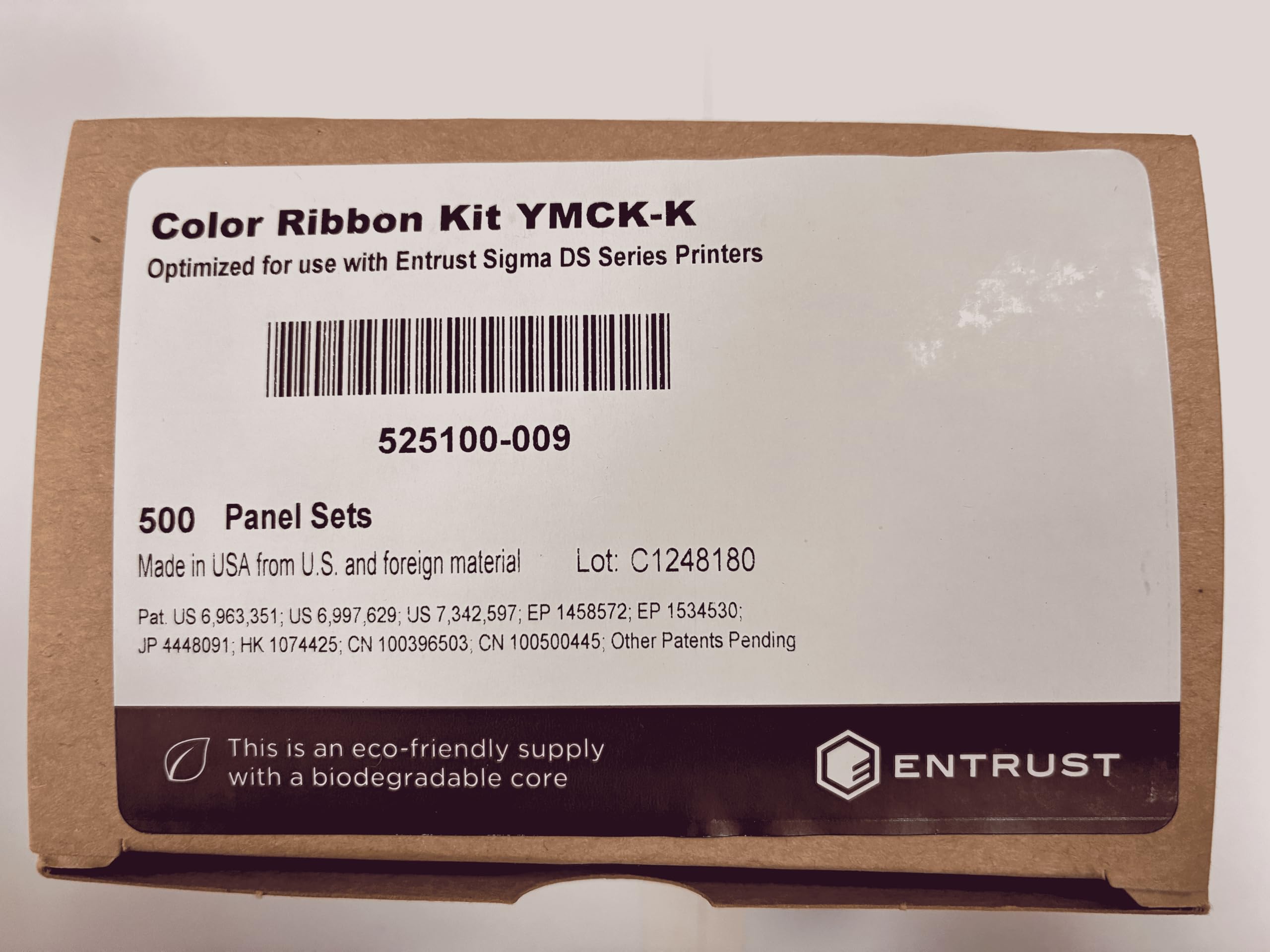 Cinta Color Entrust YMCK-K Ref 525100-009-Ribbon Color + Doble Negro para 500 Impresiones a Doble Cara, Incluye Kit Limpieza - Compatible con Impresoras Entrust Sigma DS2 Y DS3