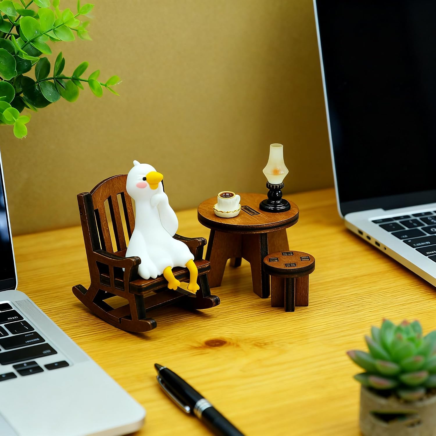 Cute Duck Figurine Set, Mini Resin Duck Decor for Desk, Adorable Duck Collectibles Statue for Shelf, Home and Office Decoration (Sitting Posture Duck)