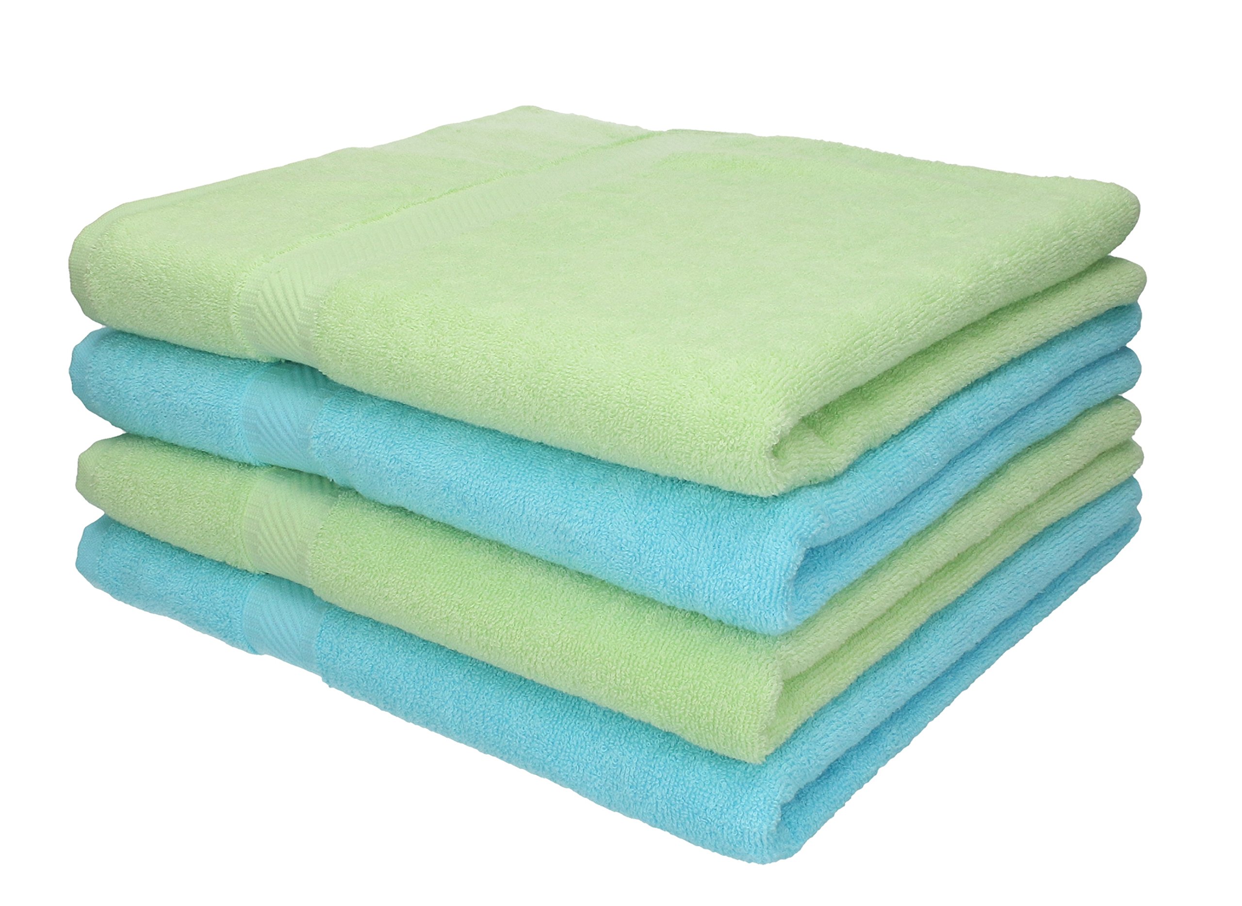 Betz 4 Stück Duschtücher Set Duschtuch Duschhandtuch Strandlaken Badetuch Palermo 100% Baumwolle Größe 70 x 140 cm Farbe grün und türkis