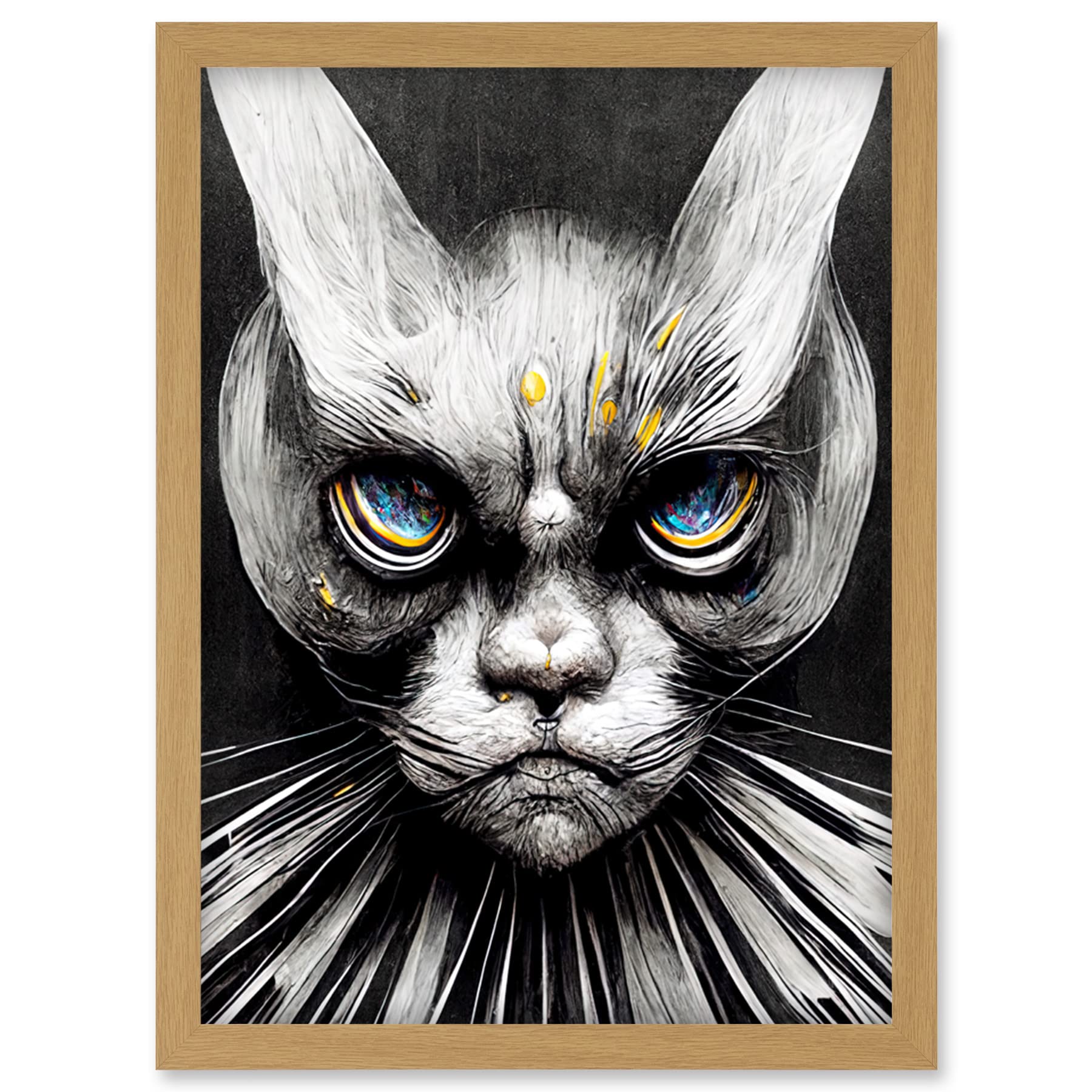 Doppelganger33 LTD The Sultan Of Cat Land Fantasy Gothic Cat Portrait Artwork Framed Wall Art Print A4
