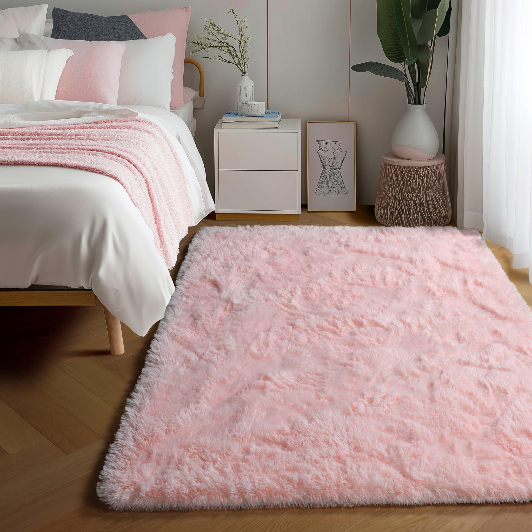 pagisofe pink rugs for girls bedroom 4x6 ft fluffy cute girls room decor aesthetic area rugs kawaii baby nursery rugs