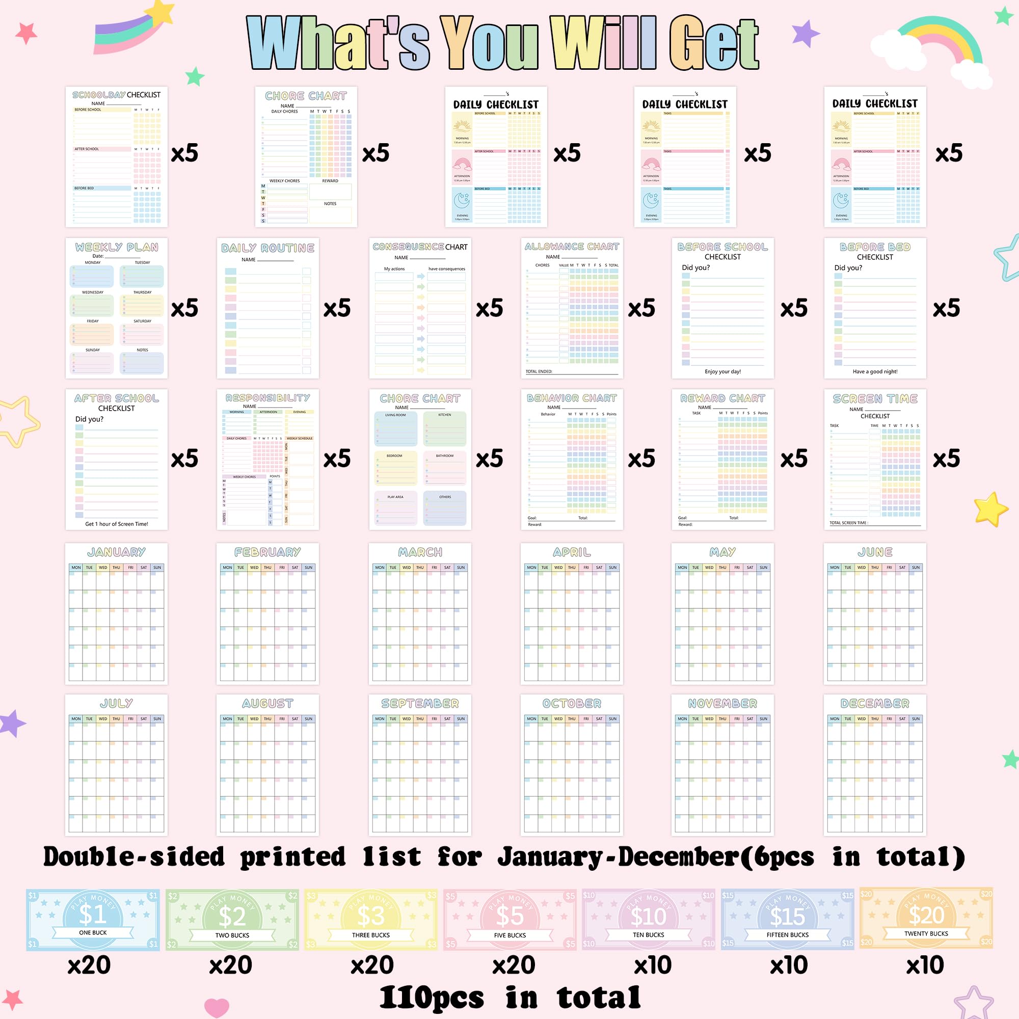 Reward Chart For Kids Editable Kids Chore Charts, Reward, Allowance ...