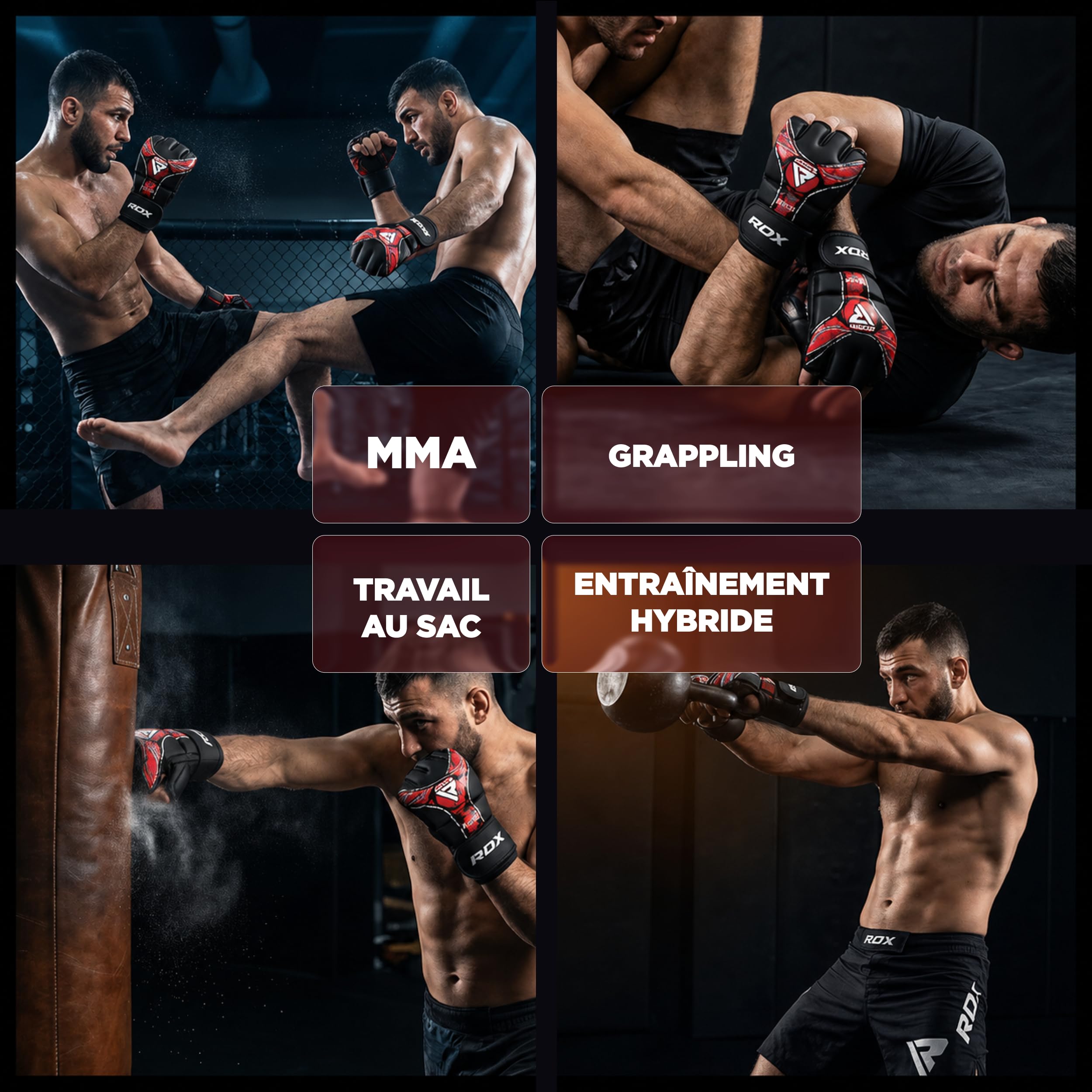 RDX Aura Plus F17 Gants de Grappling pour Homme et Femme, Gants MMA à Paume Ouverte, Gants d’Entraînement pour Prise, Sparring et Combat au Sol, Rembourrage Amortissant, MMA Gloves