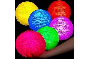 6-Pack Brightly Colored, 9" Light-Up Puffer Balls for Stress Relief & Glowing Party Fun