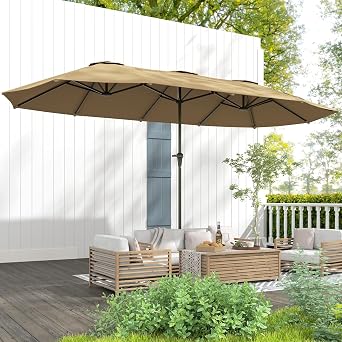 Outsunny 13 ft Extra Large Patio Umbrella UPF30 Easy Crank