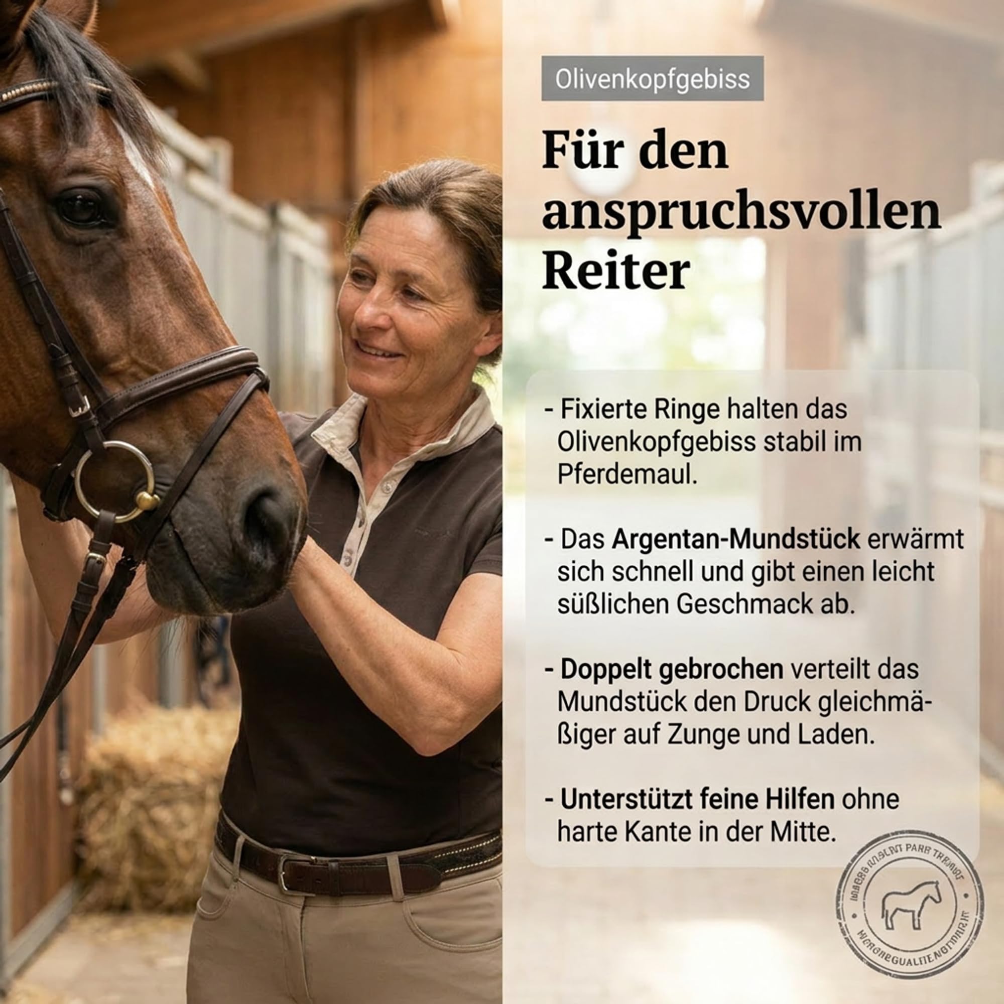 Gebiss Olivenkopfgebiss Argentan QHP doppelt gebrochen