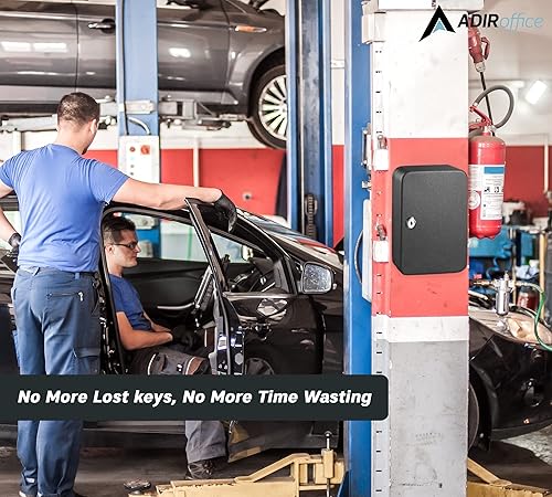 Miniatura 4 de Adiroffice Caja de bloqueo de llaves para armario con llaves y 48 etiquetas de nombre de colores organizador seguro para llaves para un lugar de