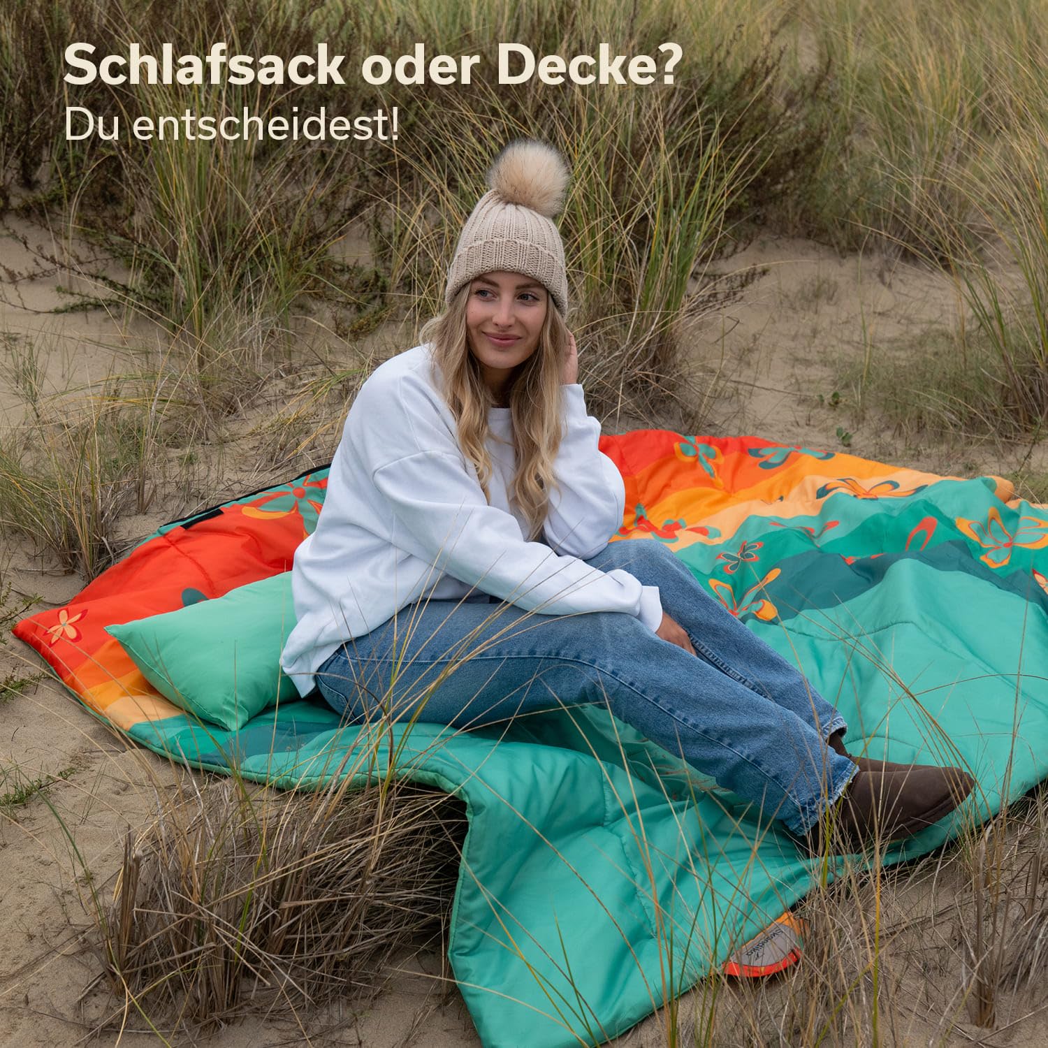 Skandika Deckenschlafsack Sovro | Schlafsack Outdoor für Erwachsene, 3 Jahreszeiten, als Doppelschlafsack nutzbar, Camping Schlafsäcke mit Kissen, Schlafsack Erwachsene