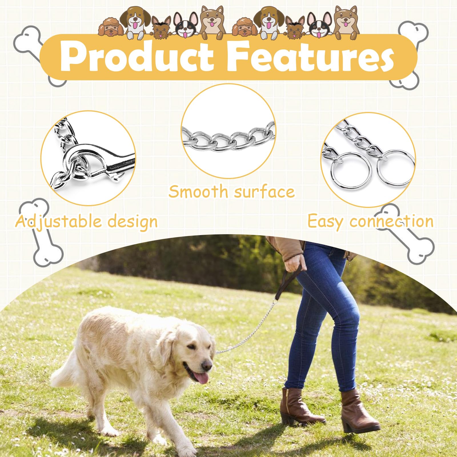 Collare A Strozzo E Guinzaglio Metallo Per Cani Medio/Grandi - Training E Passeggio - Foto 7