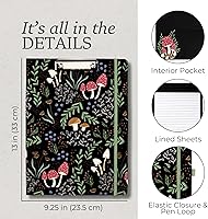 Vista 4 de Steel Mill & Co - Bonito portapapeles con bloc de notas forrado recargable y bolsillo de almacenamiento interior, padfolio para el trabajo, hongo