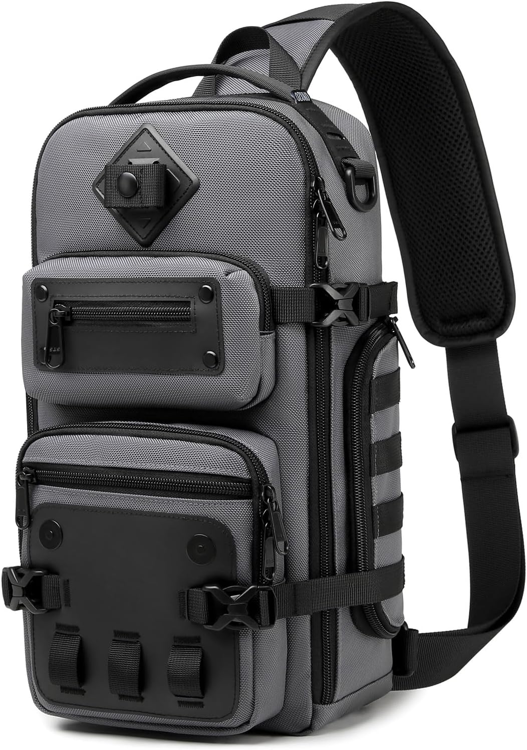 OZUKO Tactical Backpack Chest Sling Bags for Men, Waterproof Crossbody Shoulder Daypack for Outdoor Walking Hiking Trekking (Dark gray)