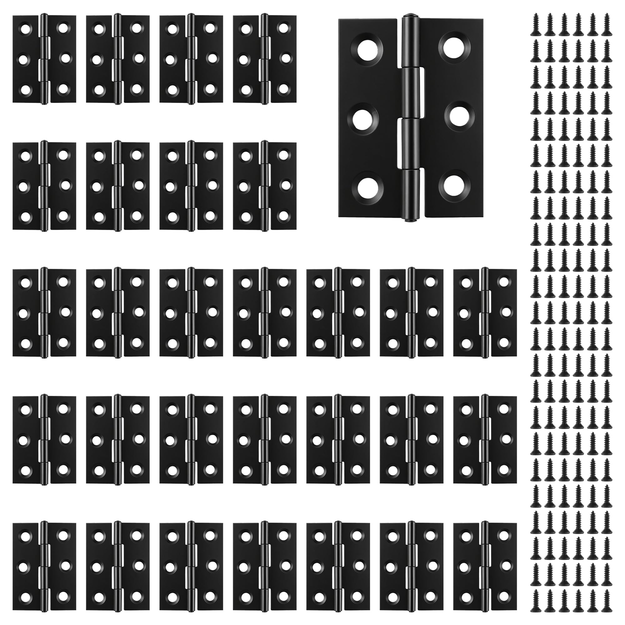 ZEONHAK 30 Pcs 1.7 Inch Black Stainless Steel Butt Hinges, Ball Bearing Door Hinges for Cabinet and Wood, 44x32x1 mm