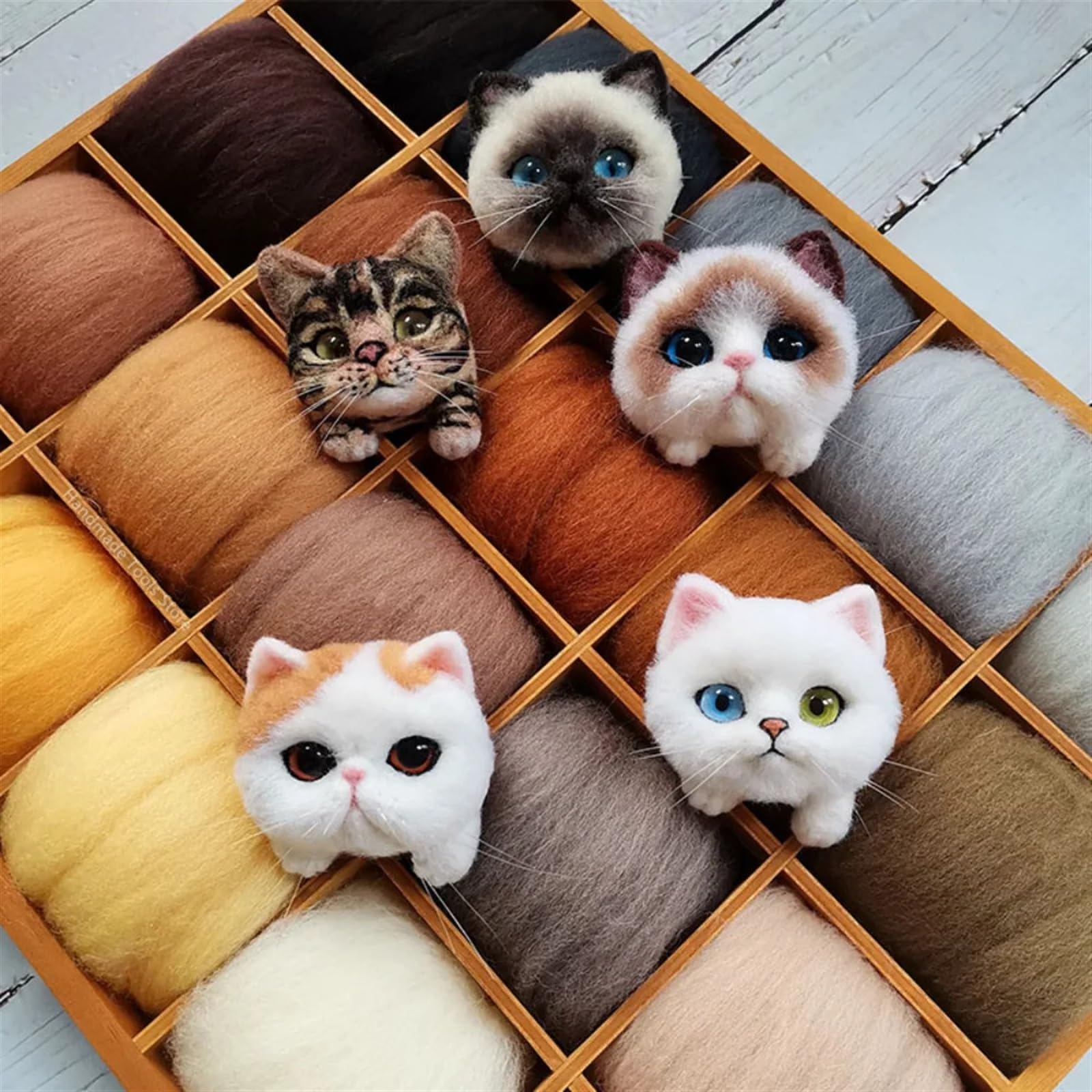Simulation von Tierbeflockung, Wollfilzfaser, weiche Roving-Wollfaser, DIY-Handwerk, Nadelfilzmaterialien, Werkzeuge für DIY-Basteleien(20g)