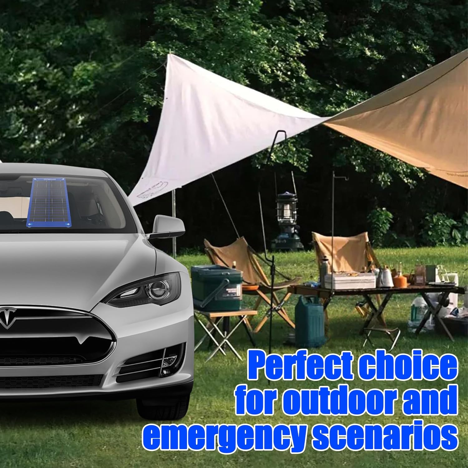 OYMSAE 7.5W 12V Blue Solar Panel Portable Waterproof Trickle Battery Charger & Maintainer for Car Boat RV with Cigarette Lighter Plug & Alligator Clip - Image 7