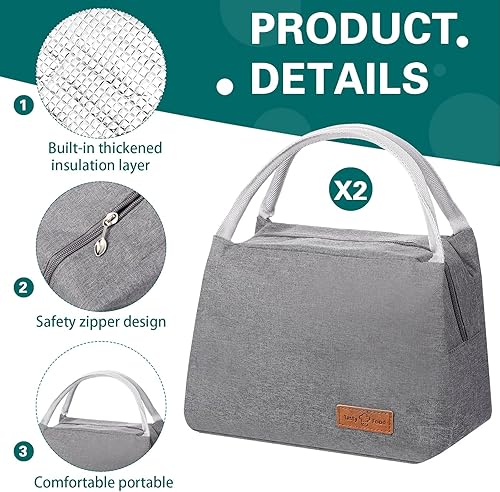 Miniatura 3 de Rtteri 2 juegos de contenedores Bento para adultos, 2 unidades, 3 cajas Bento apilables para adultos con 2 bolsas de almuerzo, tazas de sopa y