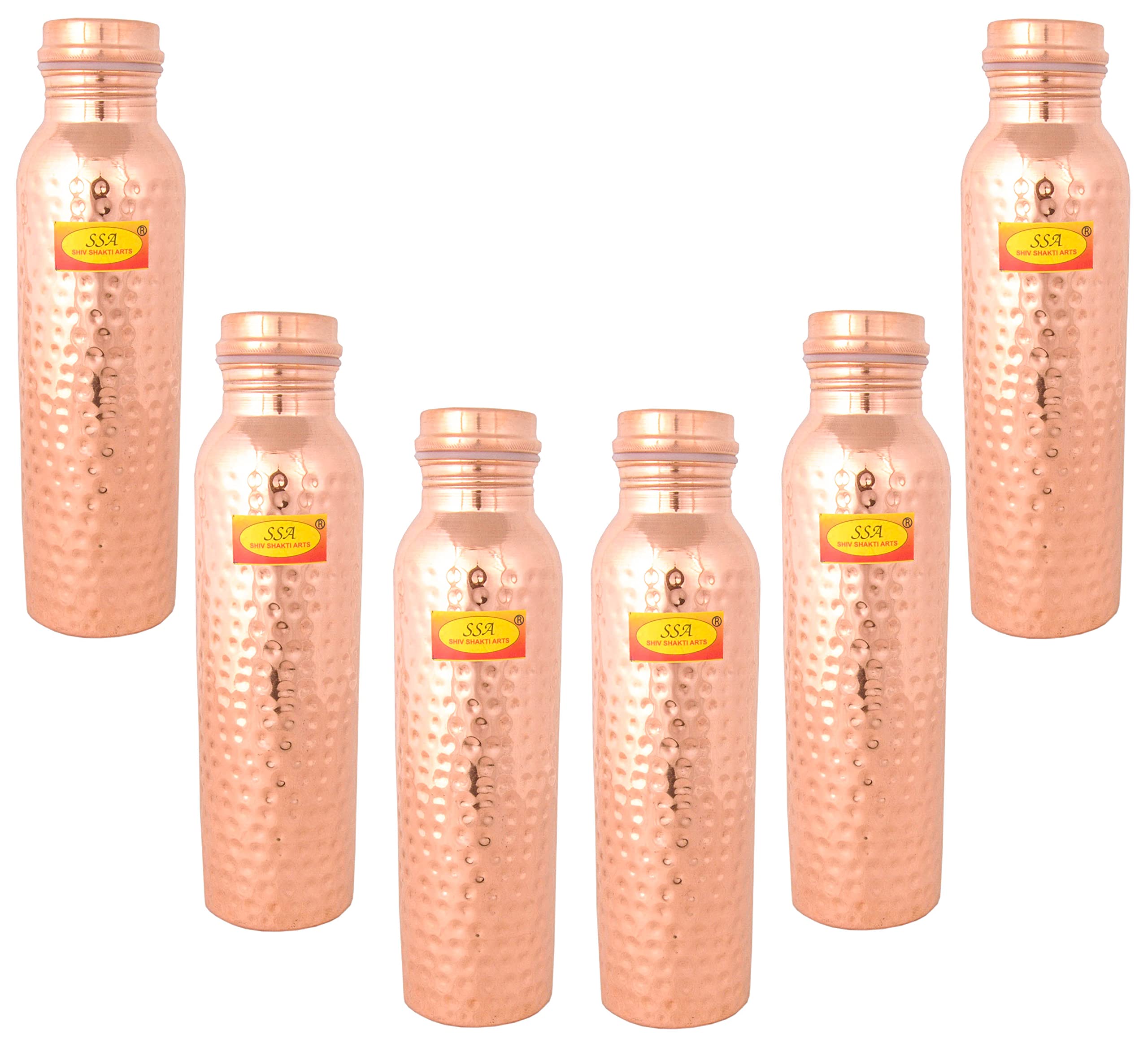 SHIV SHAKTI ARTS Pure Copper Bottle Joint less Sleek Hammered Leak proof | 1 Liter | Office Bottle | Gym Bottle | Yoga Bottle |Home| Kitchen | Hiking|Trekking Bottle|for Ayurveda Benefits (1 Pc)