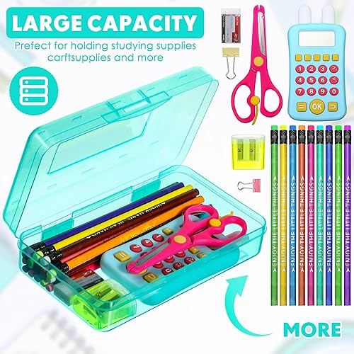 Miniatura 3 de Fainne Paquete de 24 cajas de lápices transparentes de gran capacidad, apilables, de plástico, para manualidades, cajas organizadoras a granel,