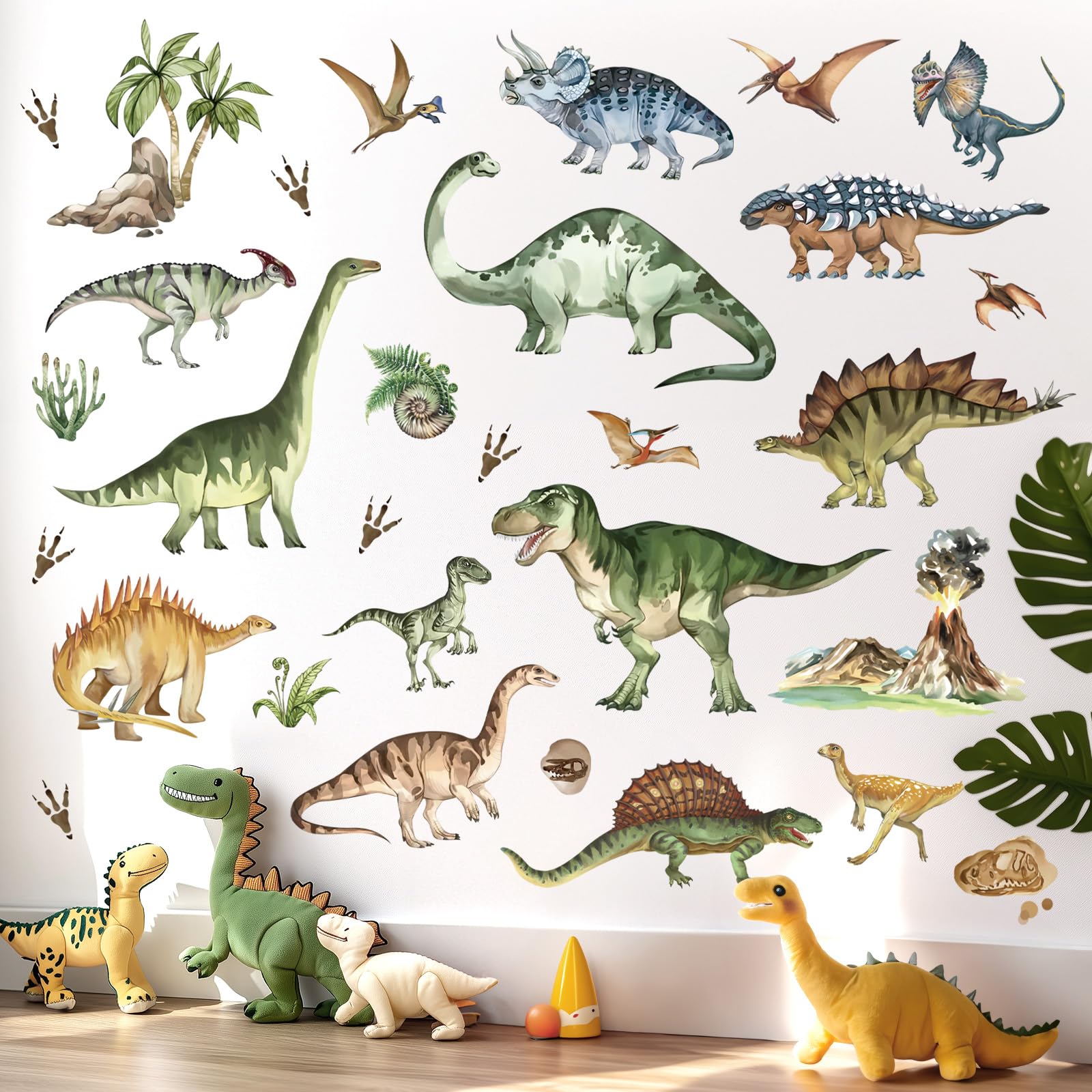 decalmile Wandtattoo Dinosaurier Wandaufkleber Dino Tiere Kinder Wandsticker Junge Wohnzimmer Schlafzimmer Kinderzimmer Wanddeko