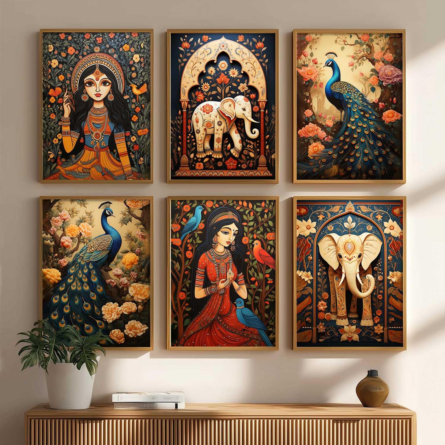 kotart Premium Digital Madhubani Art Paintings with Frame for Home Decor – Framed Painting for Living Room Bedroom Office Room Decor – Painting for Wall Decoration – Pack of 6 (10X13, D) kotart Premium Digital Madhubani Art Paintings with Frame for Home Decor – Framed Painting for Living Room Bedroom Office Room Decor – Painting for Wall Decoration – Pack of 6 (10X13, D)