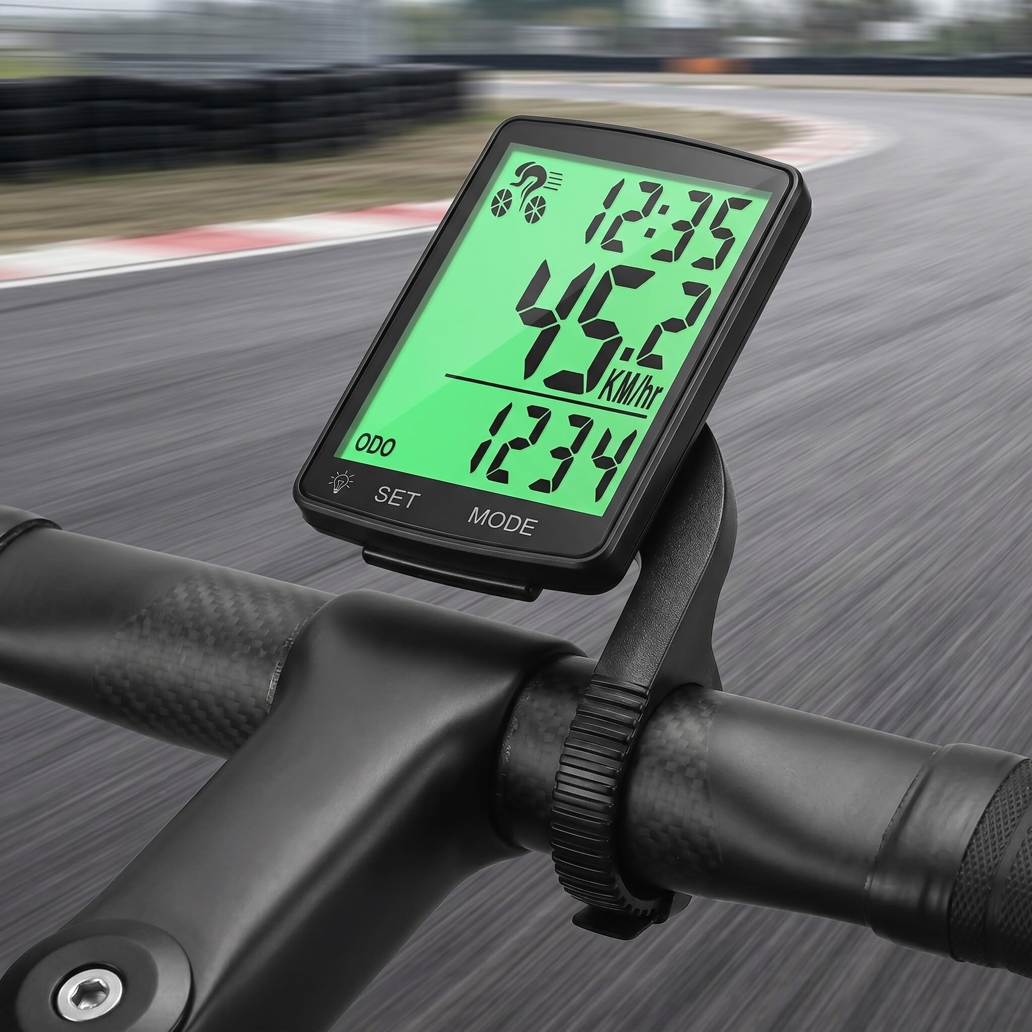 Housoutil Contachilometri per Bicicletta Wireless Compatto e Leggero in ABS e Pmma con Display LCD per Uso Ciclistico Nero