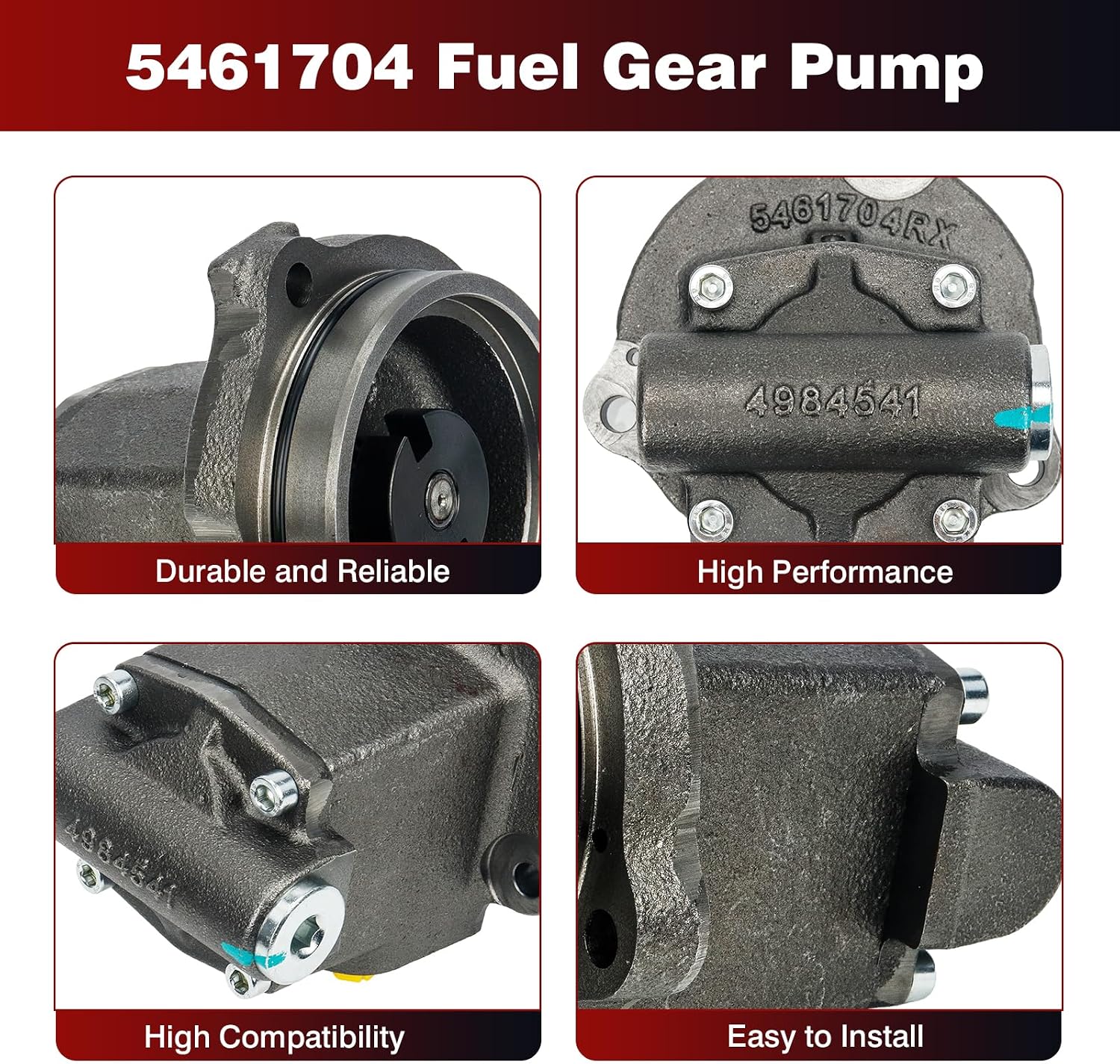 5461704 Fuel Gear Pump Replacement Compatible With Cummins ISX11.9 ISX12 ISX15 QSX11.9 QSX12 QSX15 Engine, Replaces Part Number 5461704RX 2897372 2872834 2872834NX 4984541 4359490PX
