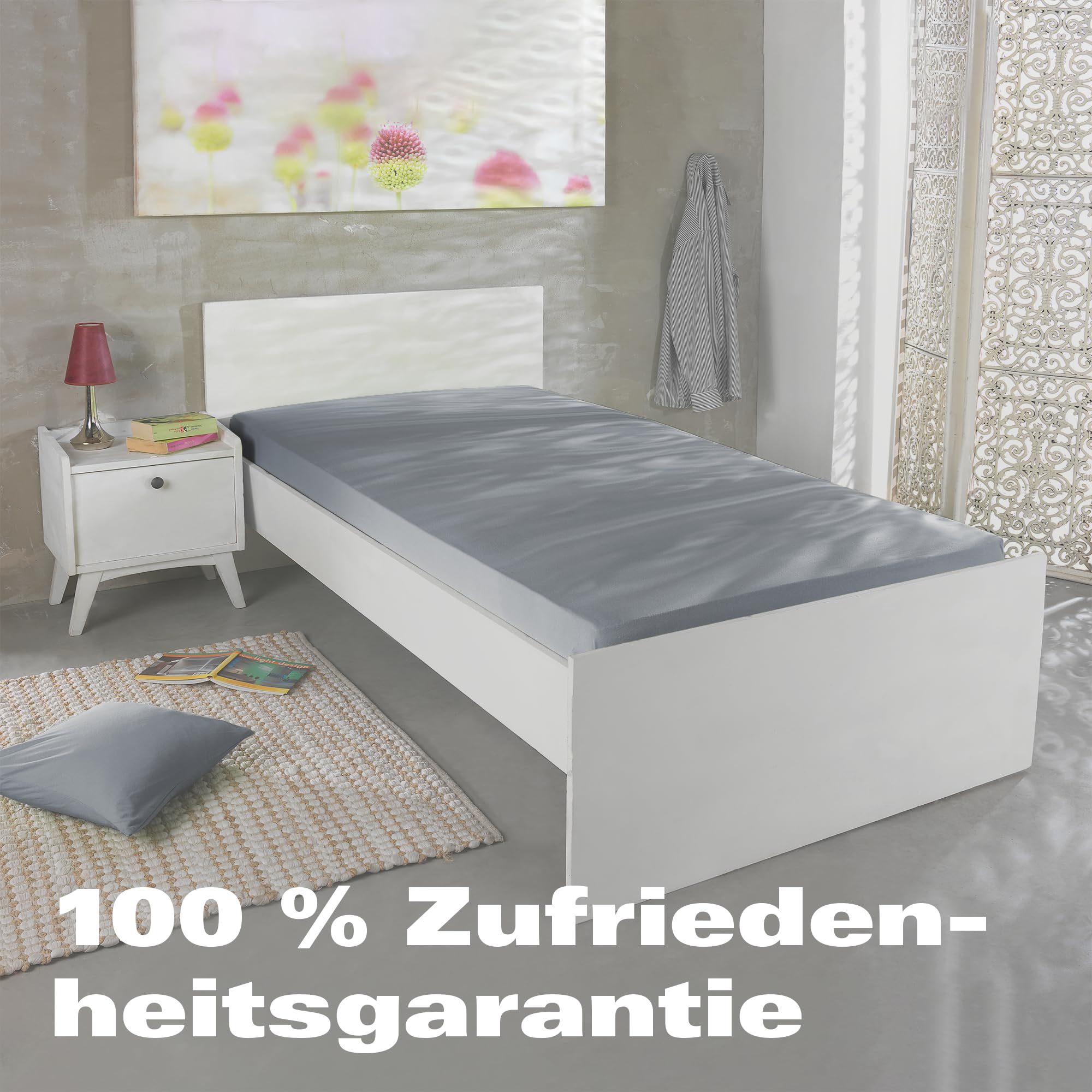 BaSaTex - Drap-Housse en Jersey Bio 90x200 cm - Drap-Housse en 100% Coton Bio certifié GOTS - 90x200-100x200 cm - Couleur : Anthracite