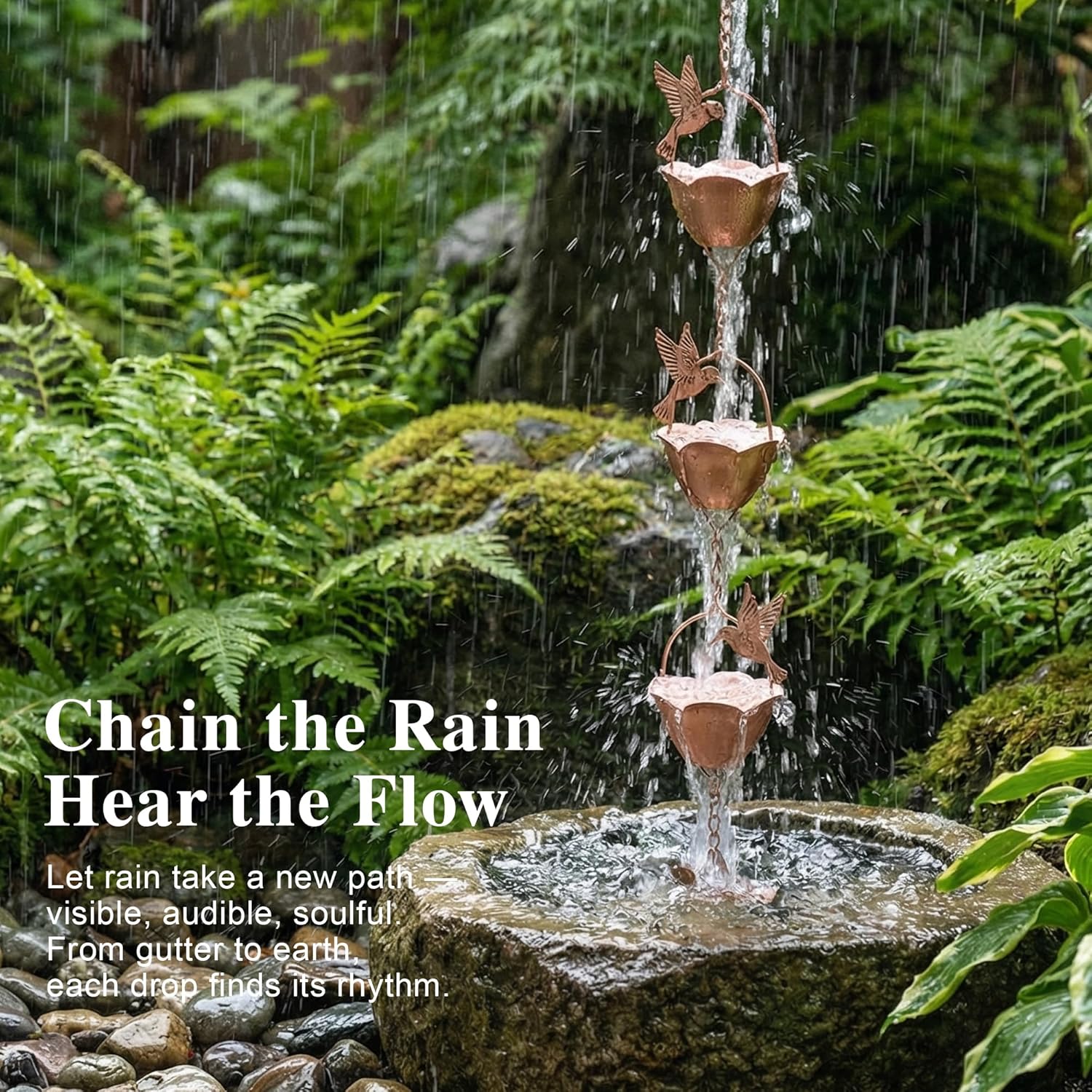 TZSSP Rain Chains Decorative Rain Chain Bell, 8-1/2 Length, Hummingbird