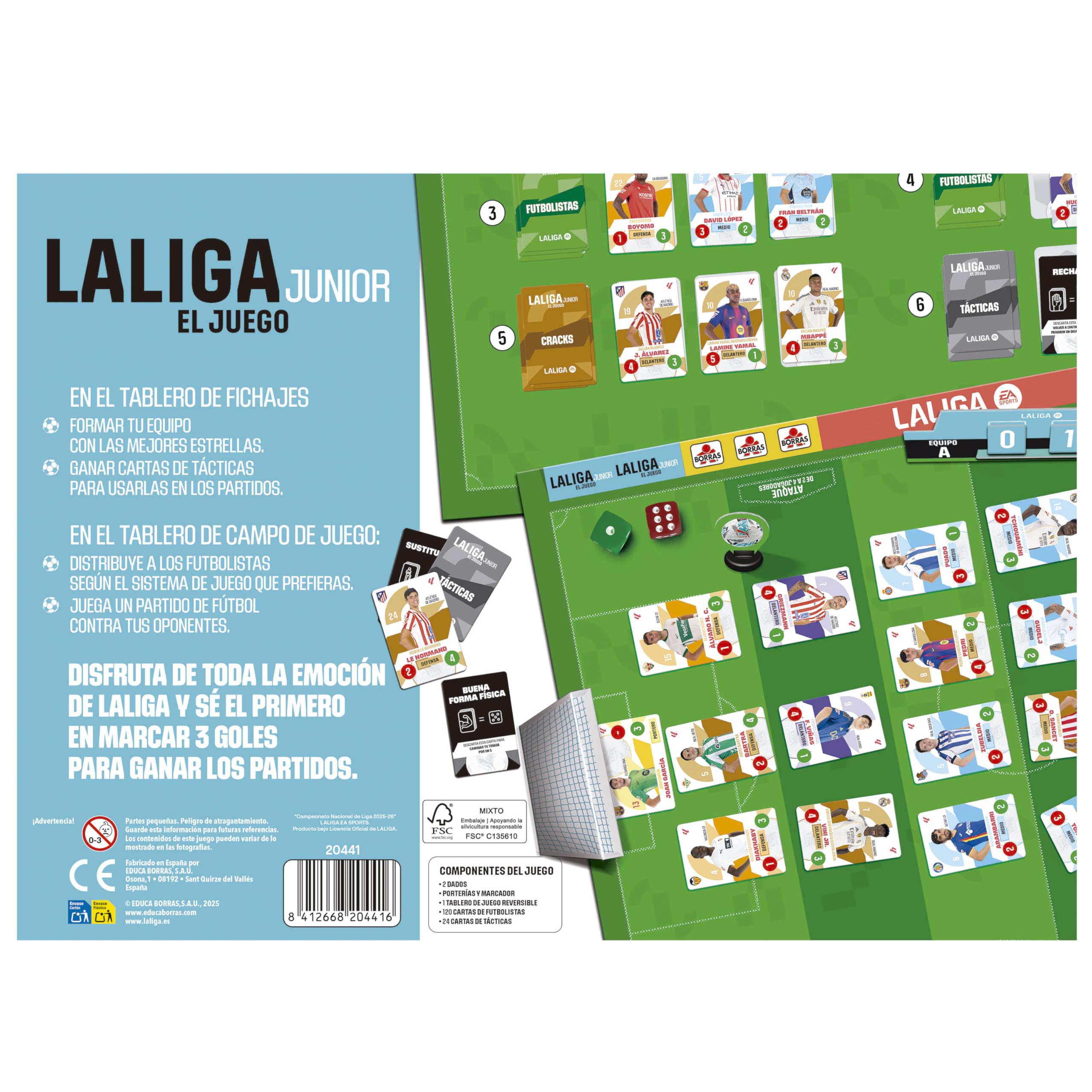 Borras - Il Gioco LALIGA Junior Versione 2025/26, Gioco da tavolo Strategia per ragazzi e ragazze Amanti del calcio. A partire da 6 anni. Voci da 30' (20441)